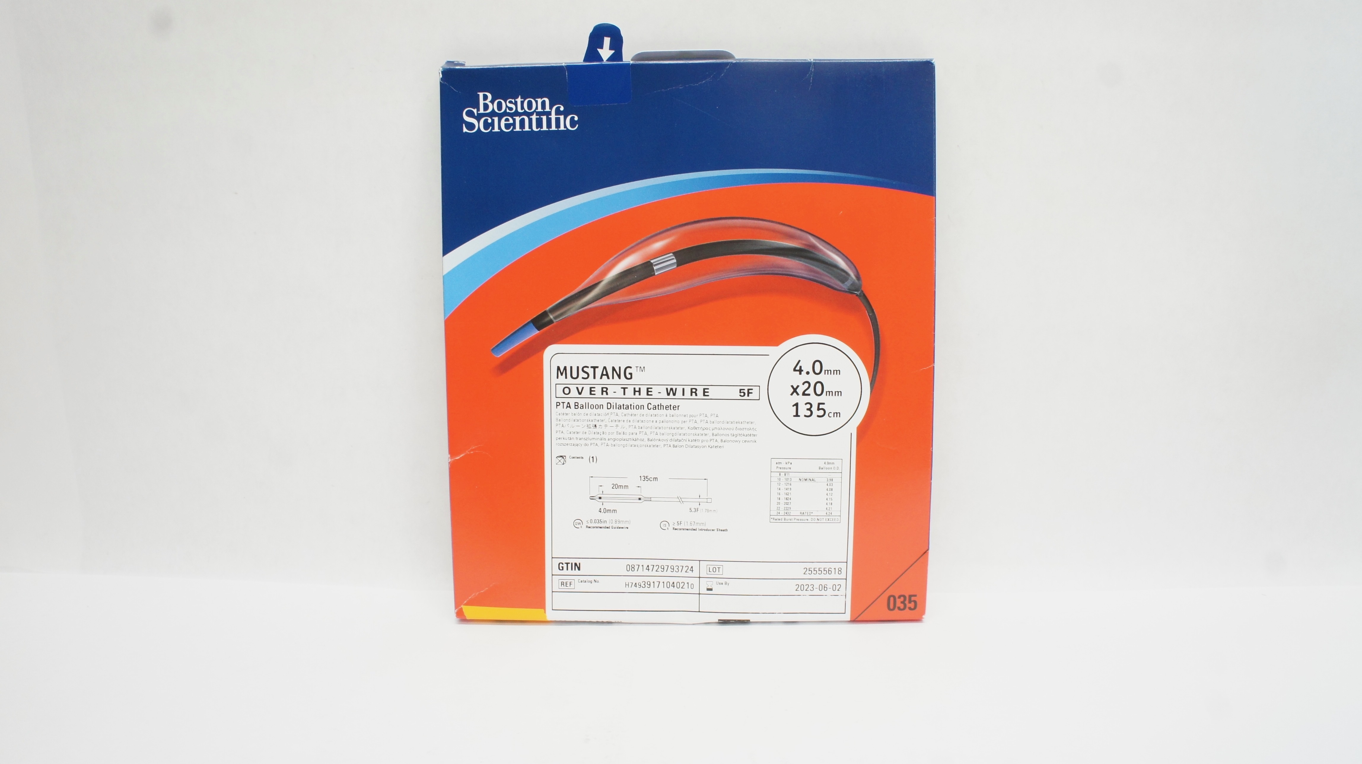 Boston Scientific H74939171040210 Mustang Dilatation Cath. 4.0 x 20mm x 135cm(x)