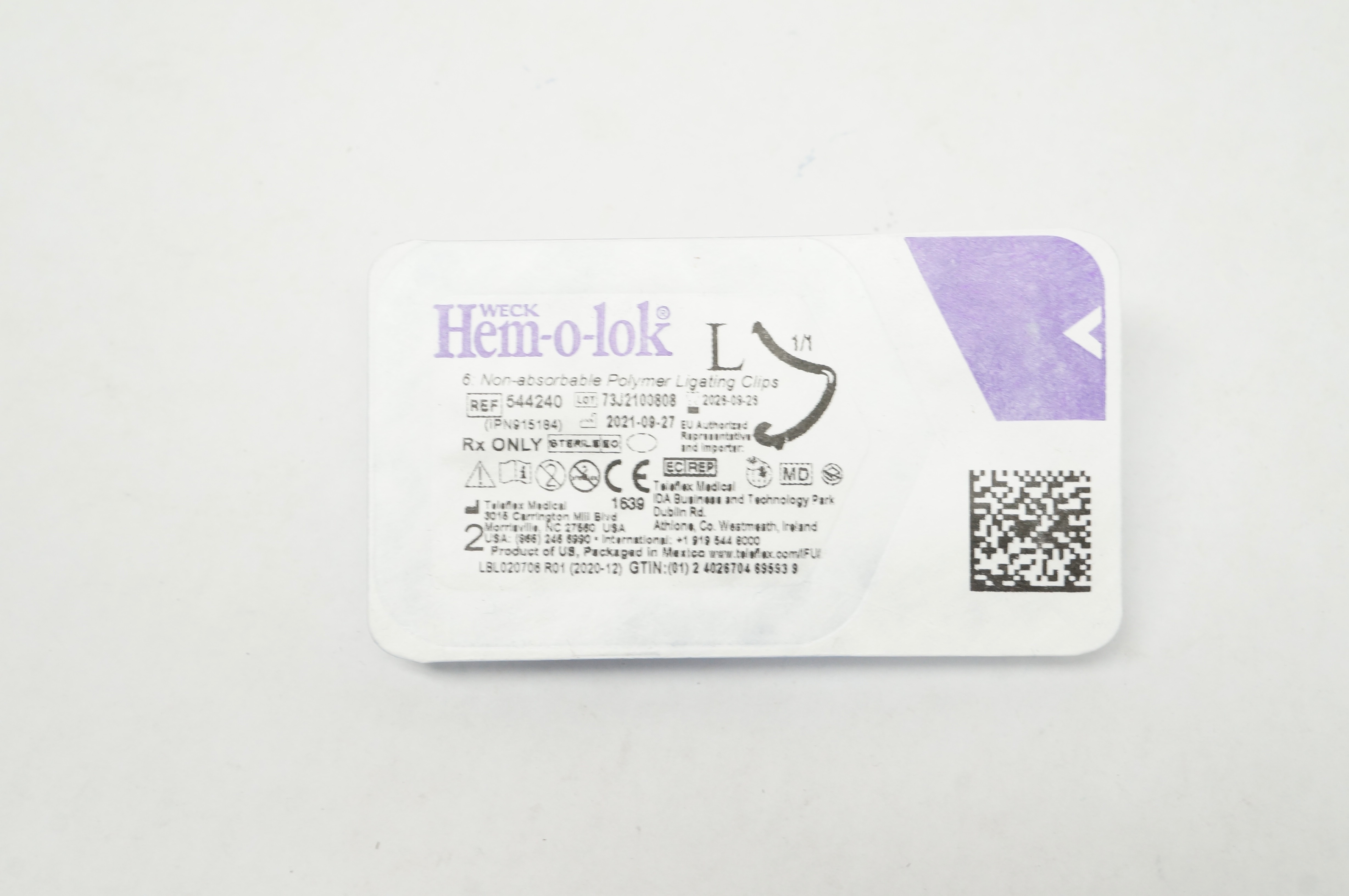 Teleflex 544240 Weck Hem-o-lok 6 Non-Absorbable Polymer Ligating Clips Large