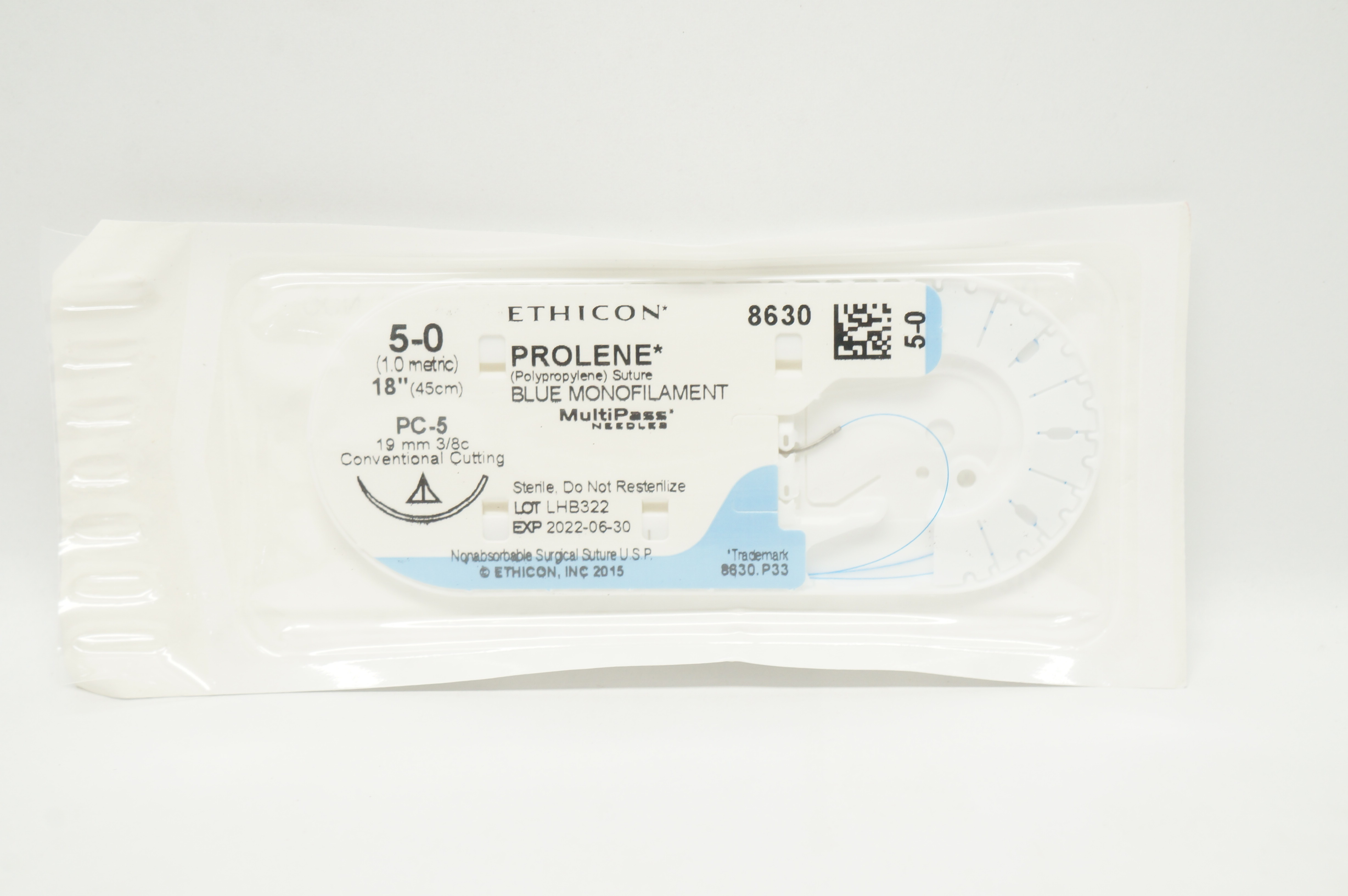 Ethicon 8630 5-0 PROLENE Stre PC-5 19mm 3/8c Conventional Cutting 18inch