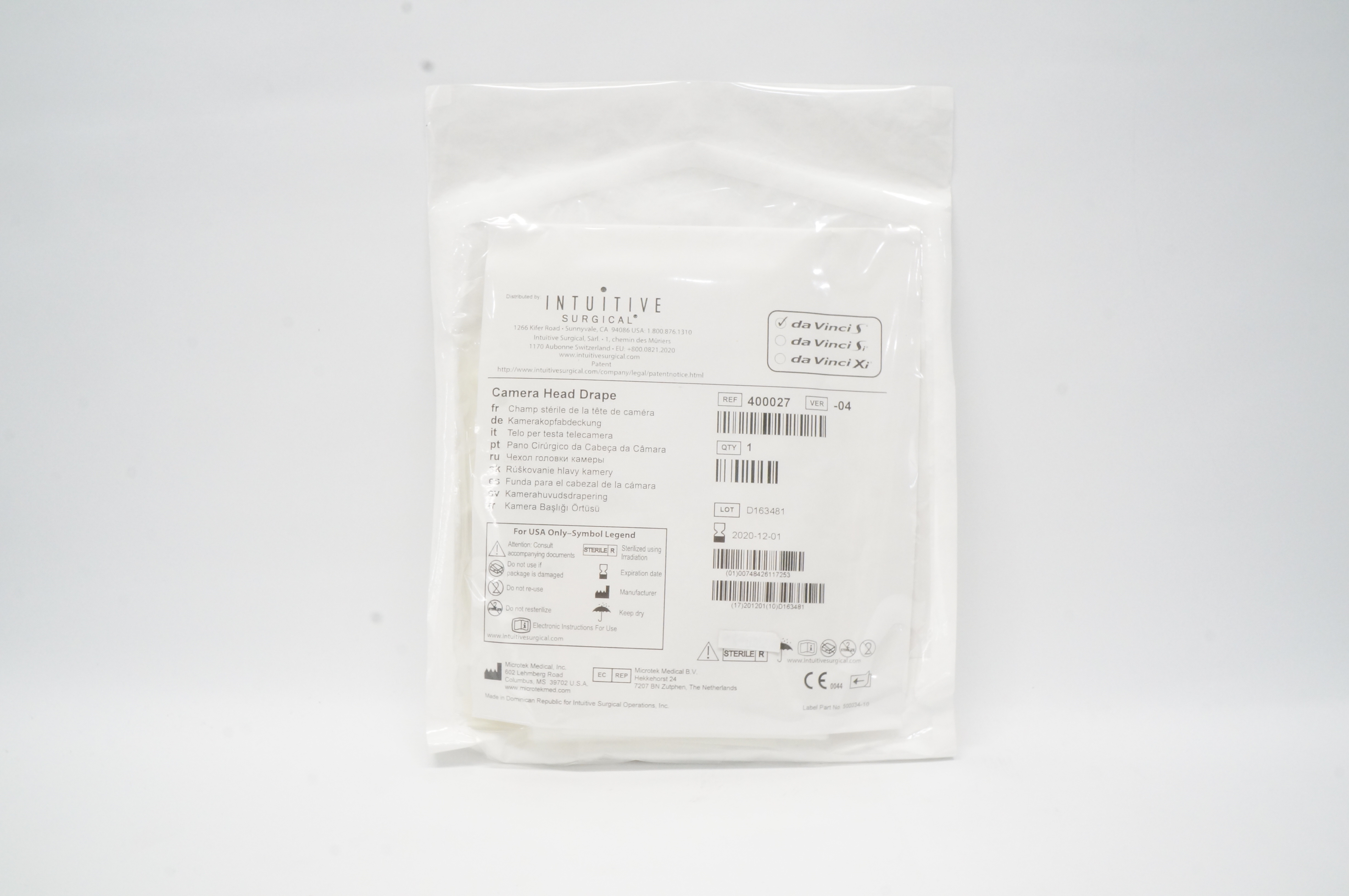 Microtek Medical 400027 Da Vinci S Camera Head Drape (x)
