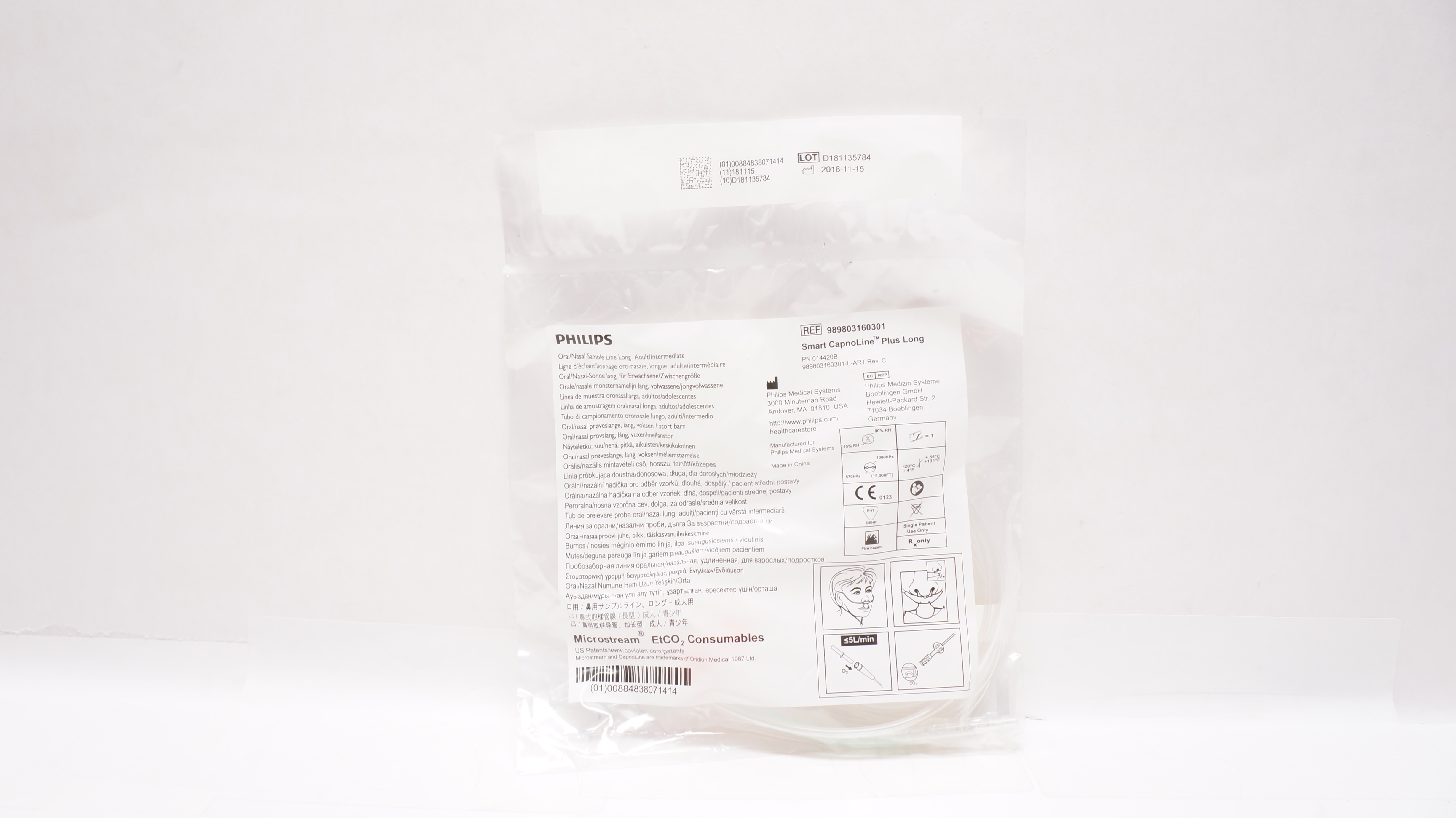 Philips 989803160301 Smart CapnoLine Oral/Nasal Sample Line Adult/Intermediate