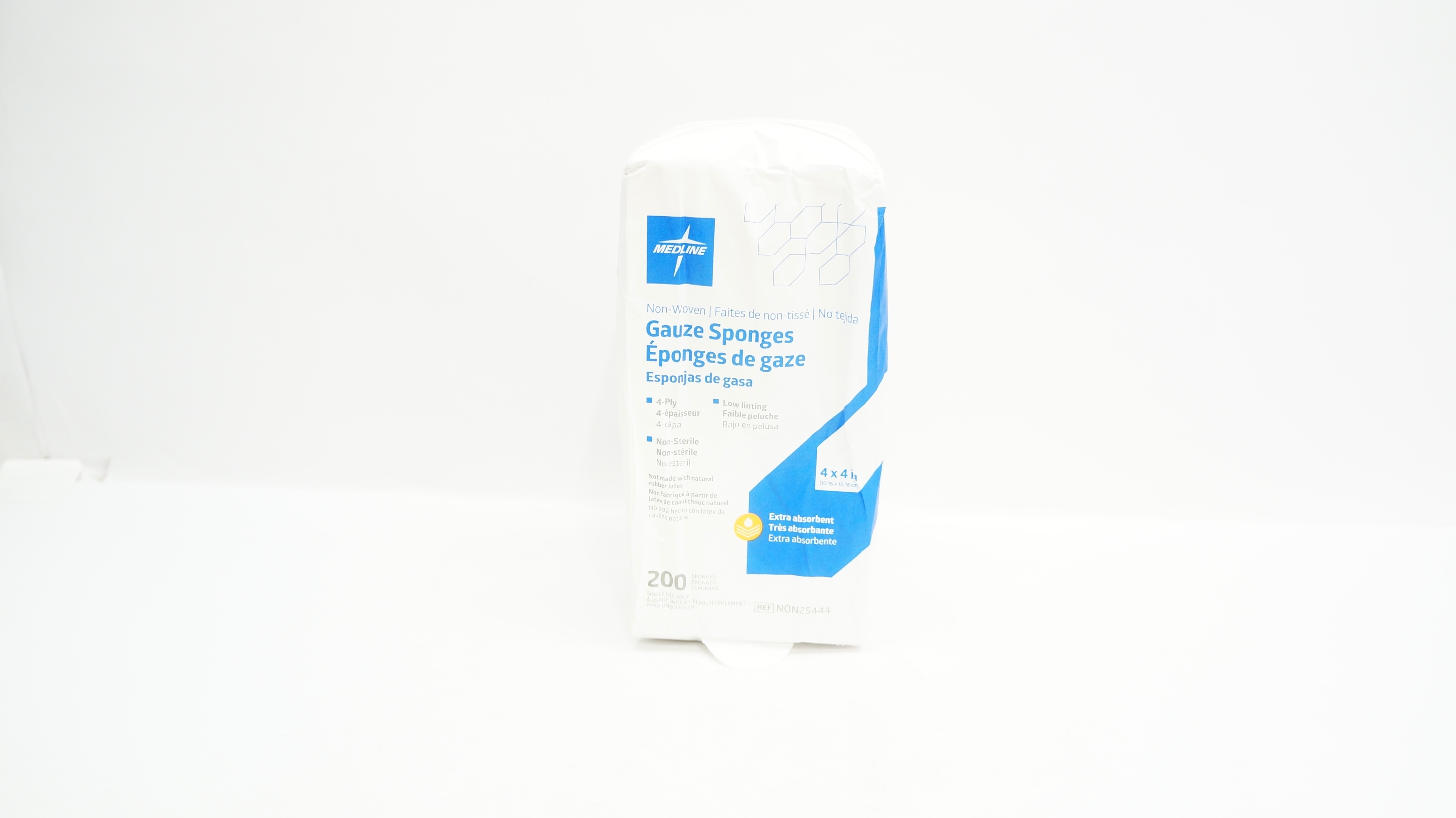 Medline NON25444 Non-Woven Gauze Sponges 4inch x 4inch 4-ply - Pack of 200