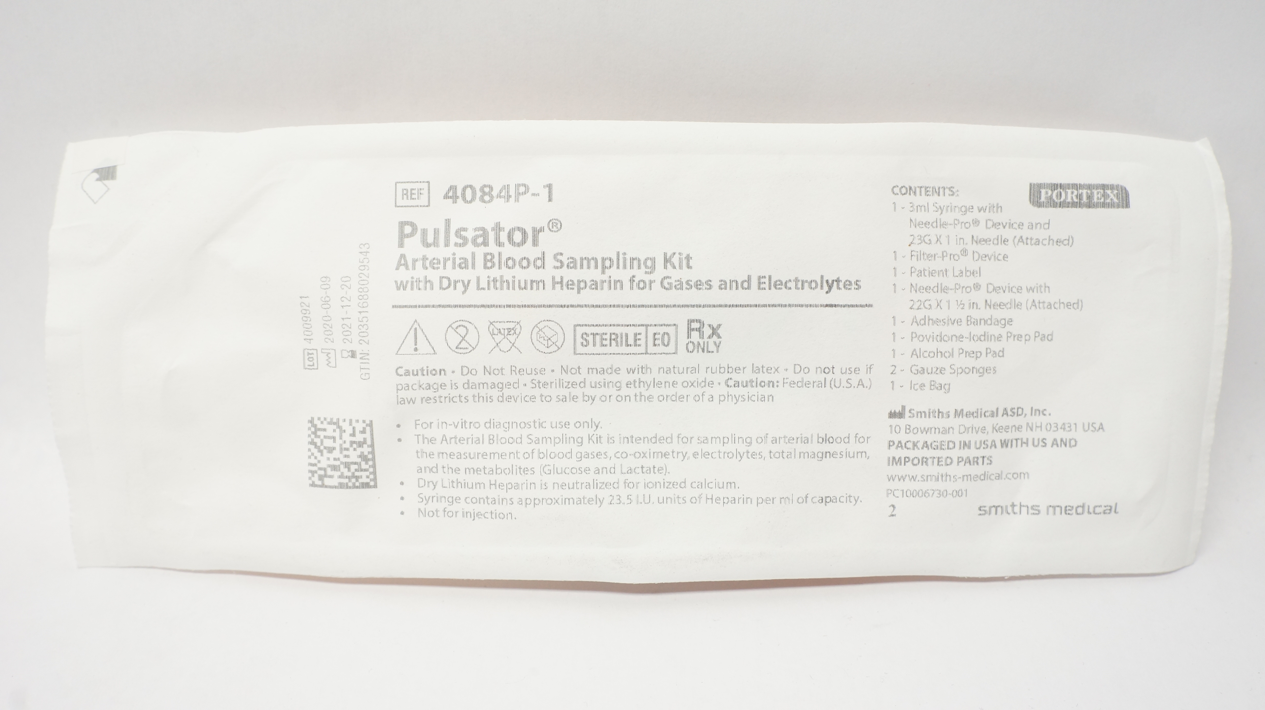 Smiths Medical 4084P-1 Pulsator Arterial Blood Sampling Kit (x)