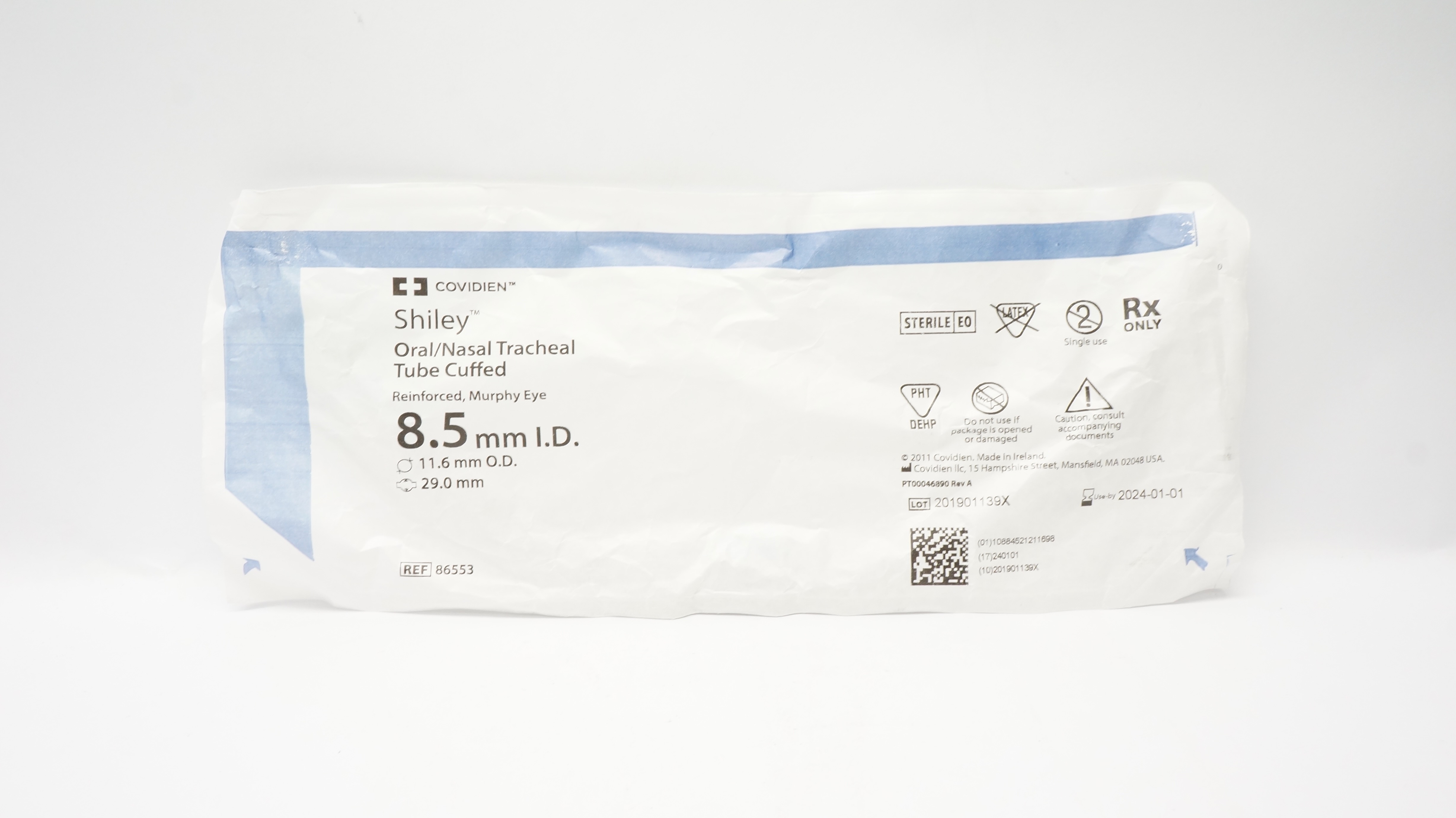 Covidien 86553 Shiley Oral/Nasal Tracheal Tube Cuffed 8.5mm ID x 11.6mm OD (x)