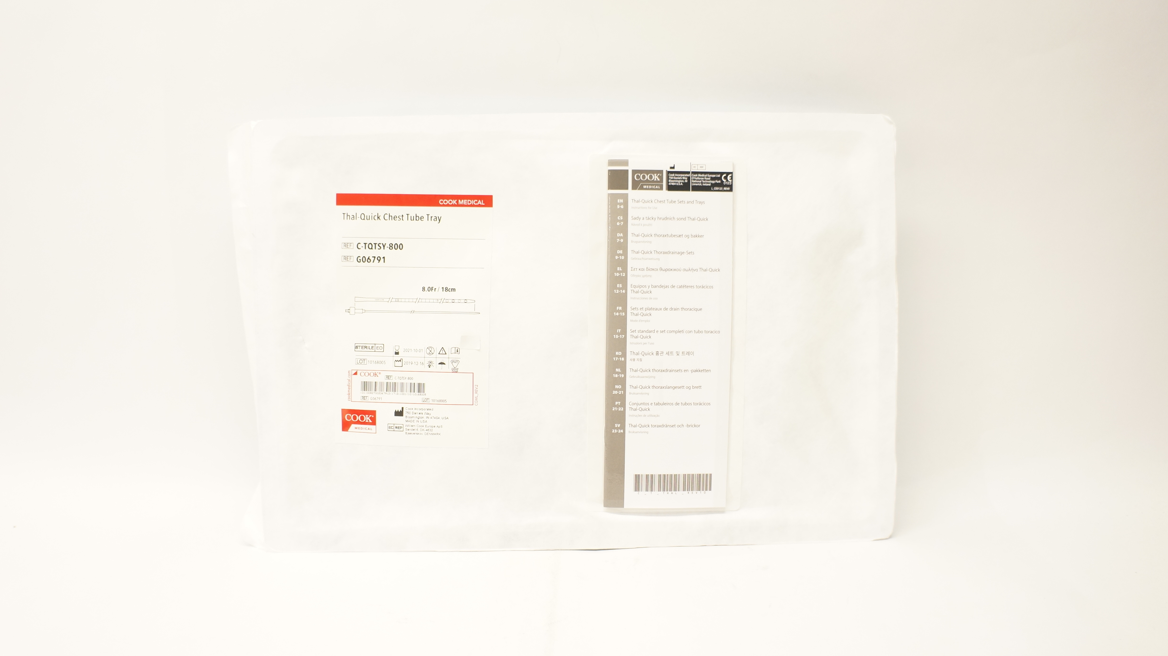 Cook Medical G06791 Thal-Quick Chest Tube Tray 8.0Fr x 18cm (x)