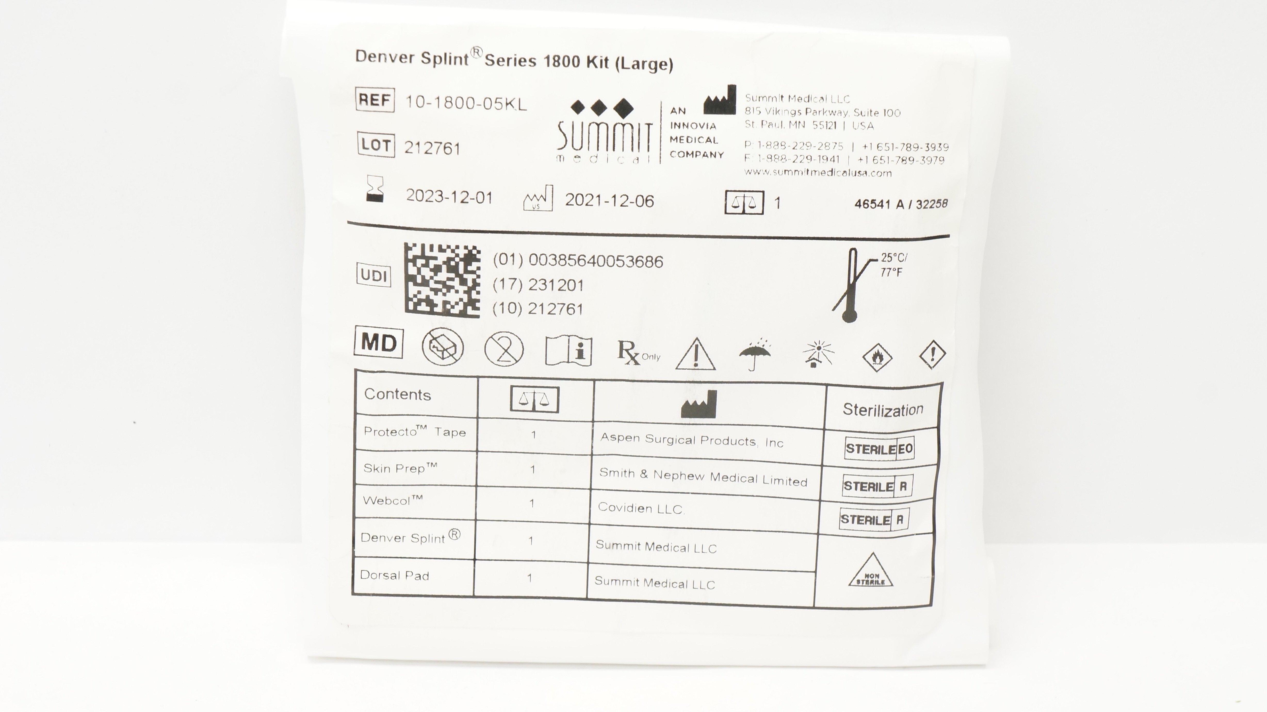 Summit Medical 10-1800-05KL Denver Splint Series 1800 Kit (Large) (x)