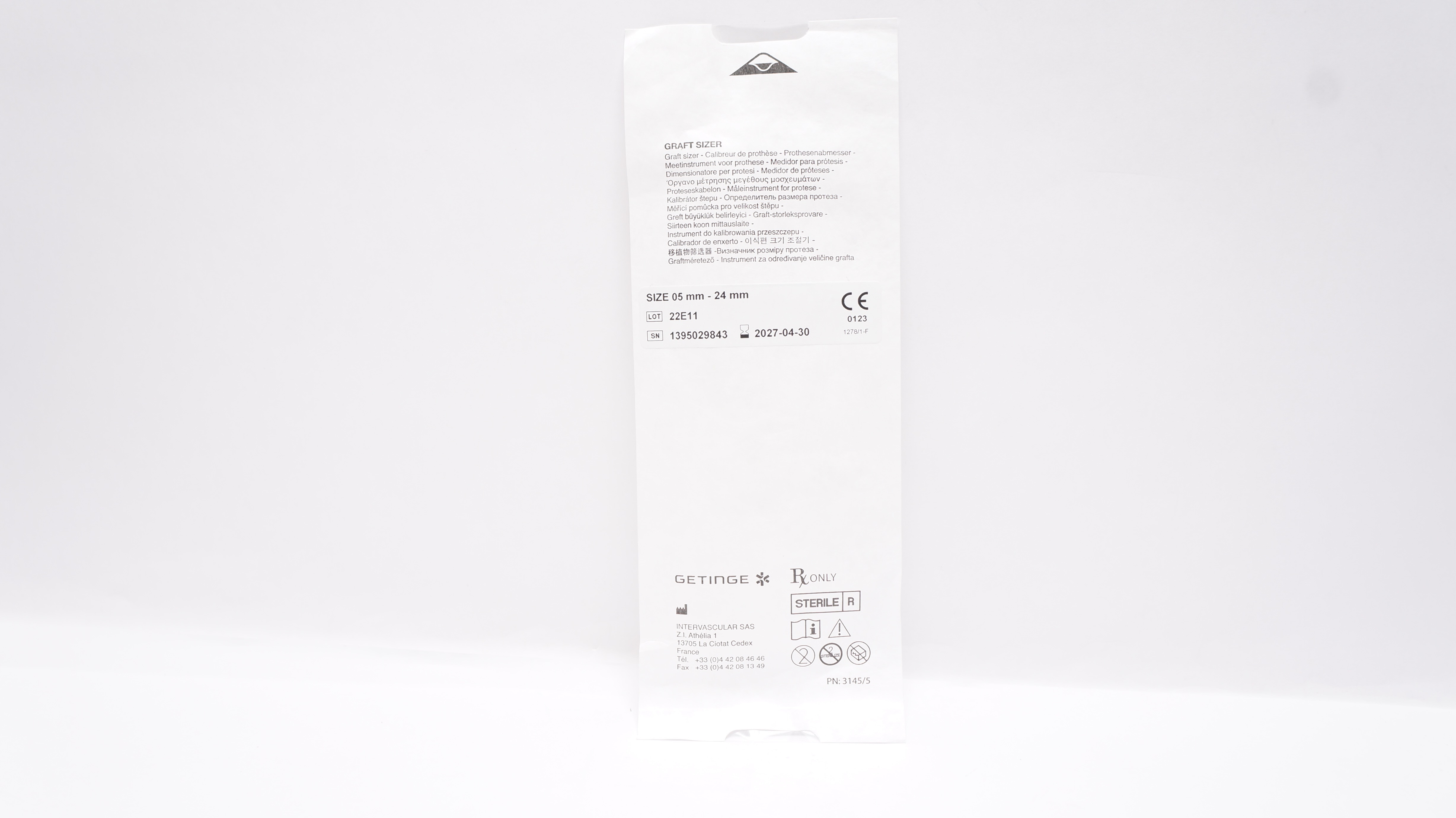 Intervascular Getinge Graft Sizer 0.5mm-24mm