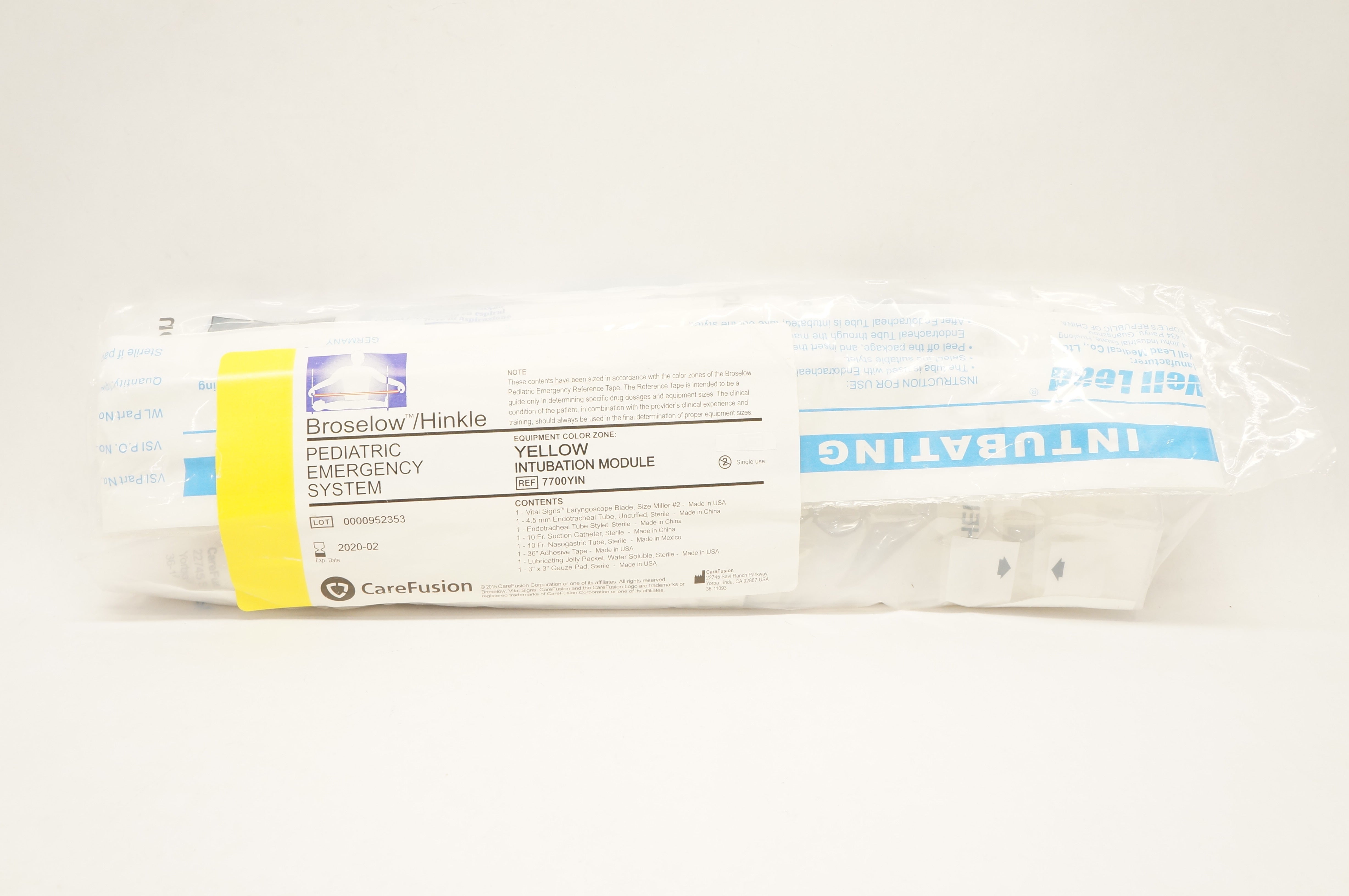 CareFusion 7700YIN Broselow/Hinkle Pediatric Emergency Yellow Intub.Module (x)