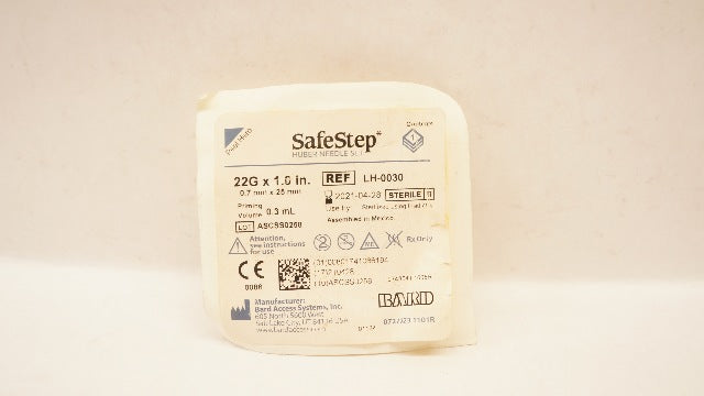 Bard LH-0030 SafeStep Huber Ndle Set 22G x 1.0inch Priming Volume 0.3mL (x)