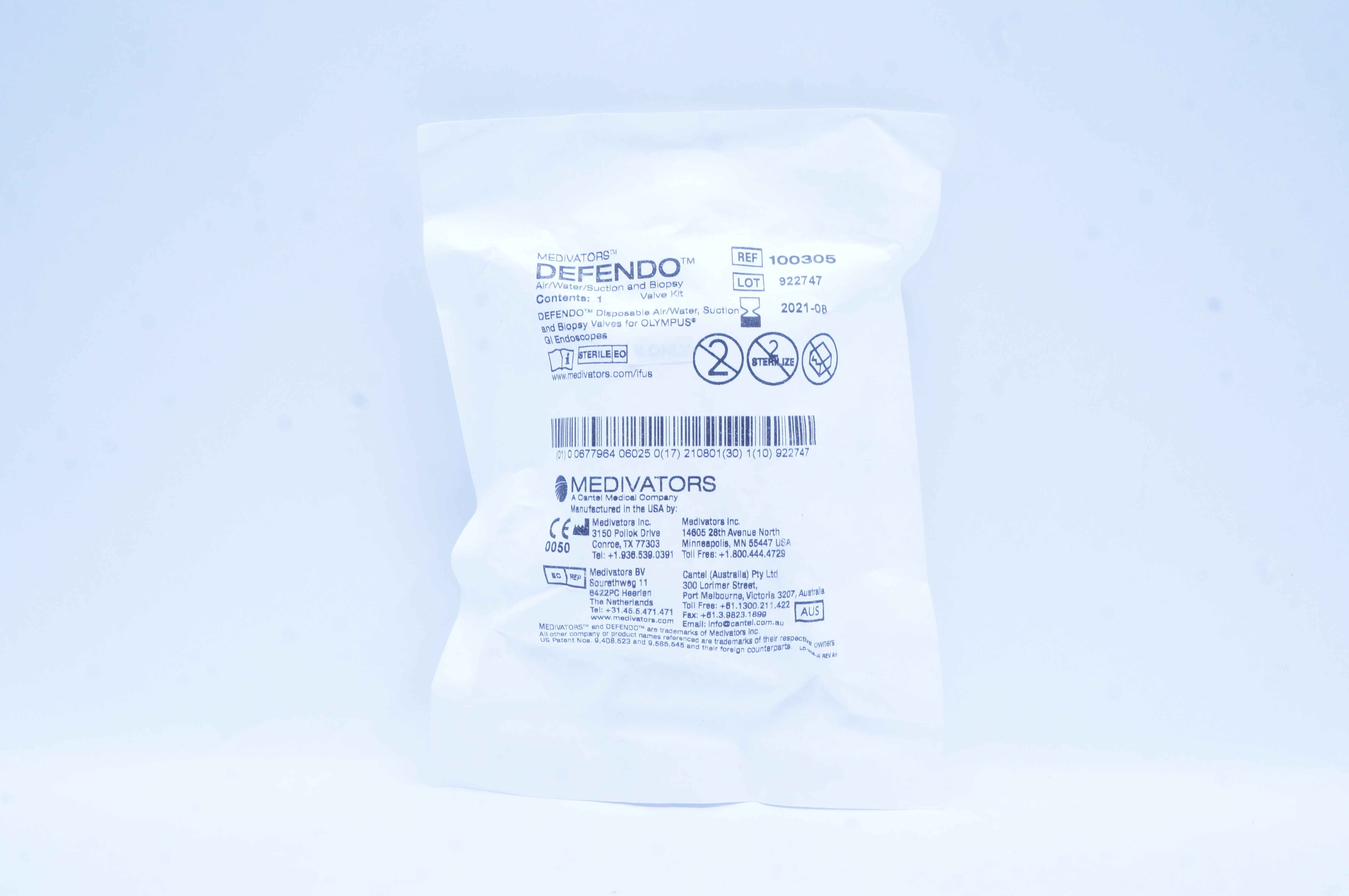 Medivators 100305 Defendo Air/Water/Suction and Biopsy Valve Kit
