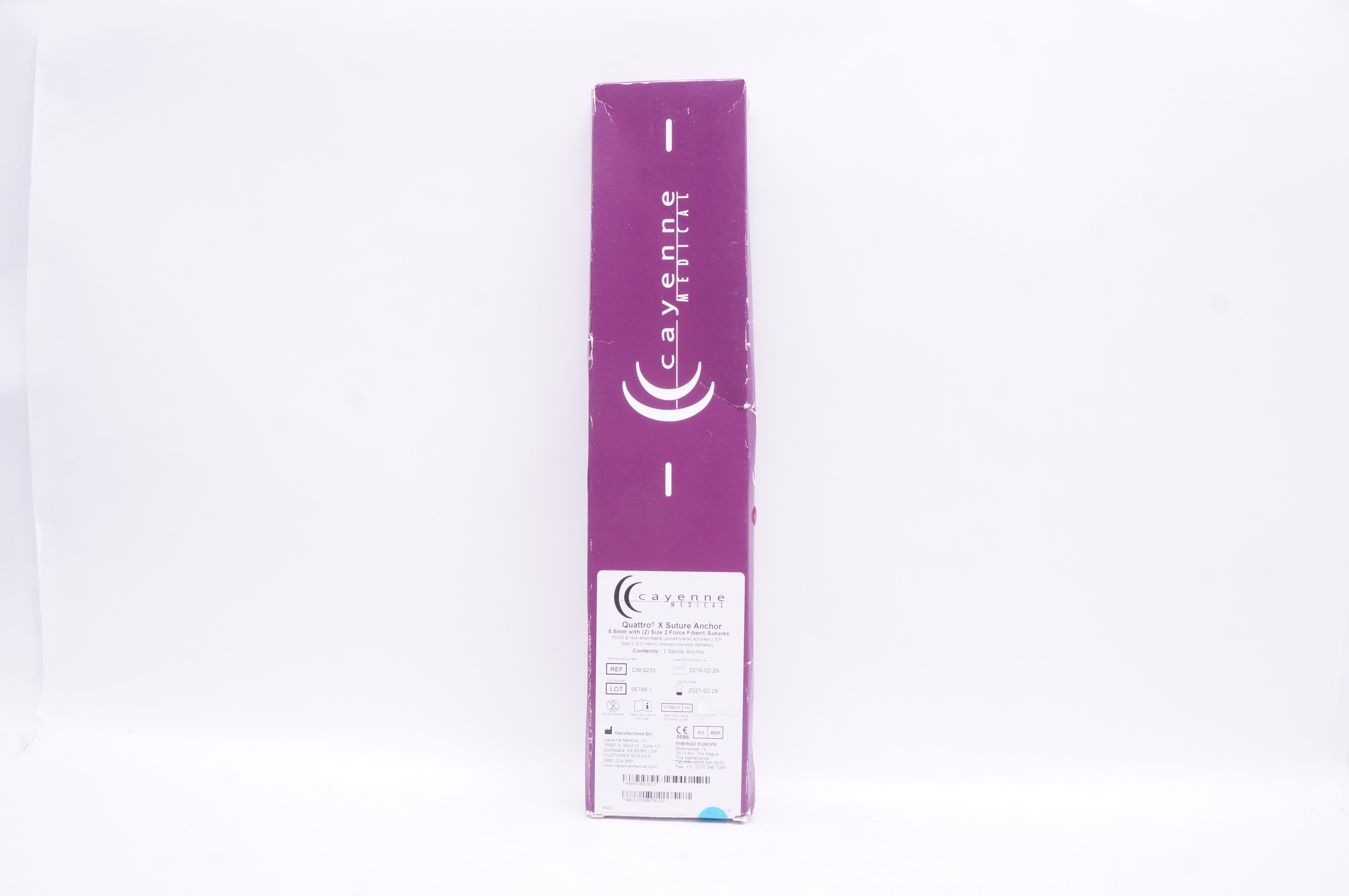 Cayenne Medical CM-9255 Quattro X Stre Anchor 5.5mm w/(2) Size 2 Fiber Stres (x)