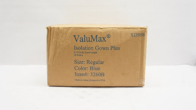 ValuMax 3260B Isolation Gown Plus, Knit Cuffs, Knee Length, Regular - Box of 50