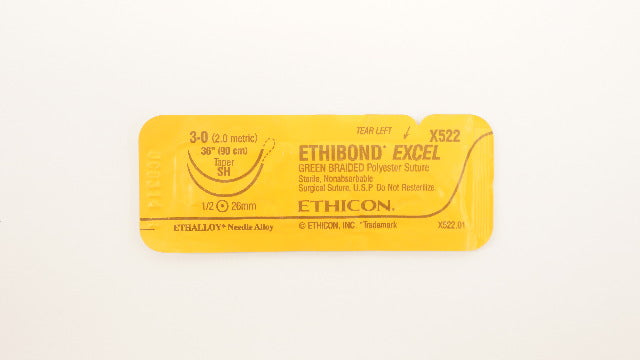 Ethicon X522H 3-0 Ethibond Excel Stre SH 26mm 1/2c Taper, 36inch