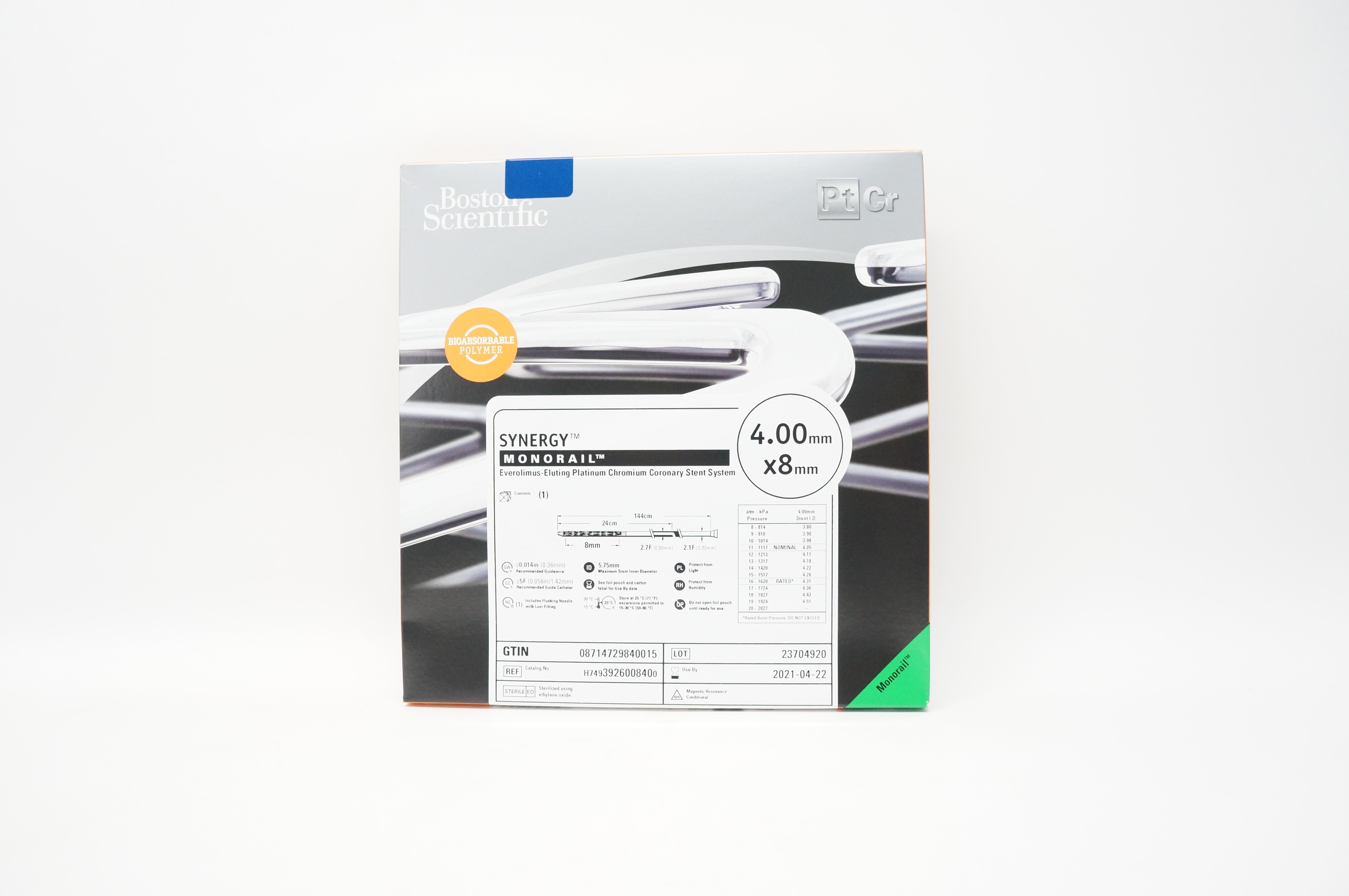 Boston Scientific H7493926008400 Monorail Coronary Stnt System 4.00mm x 8mm (x)