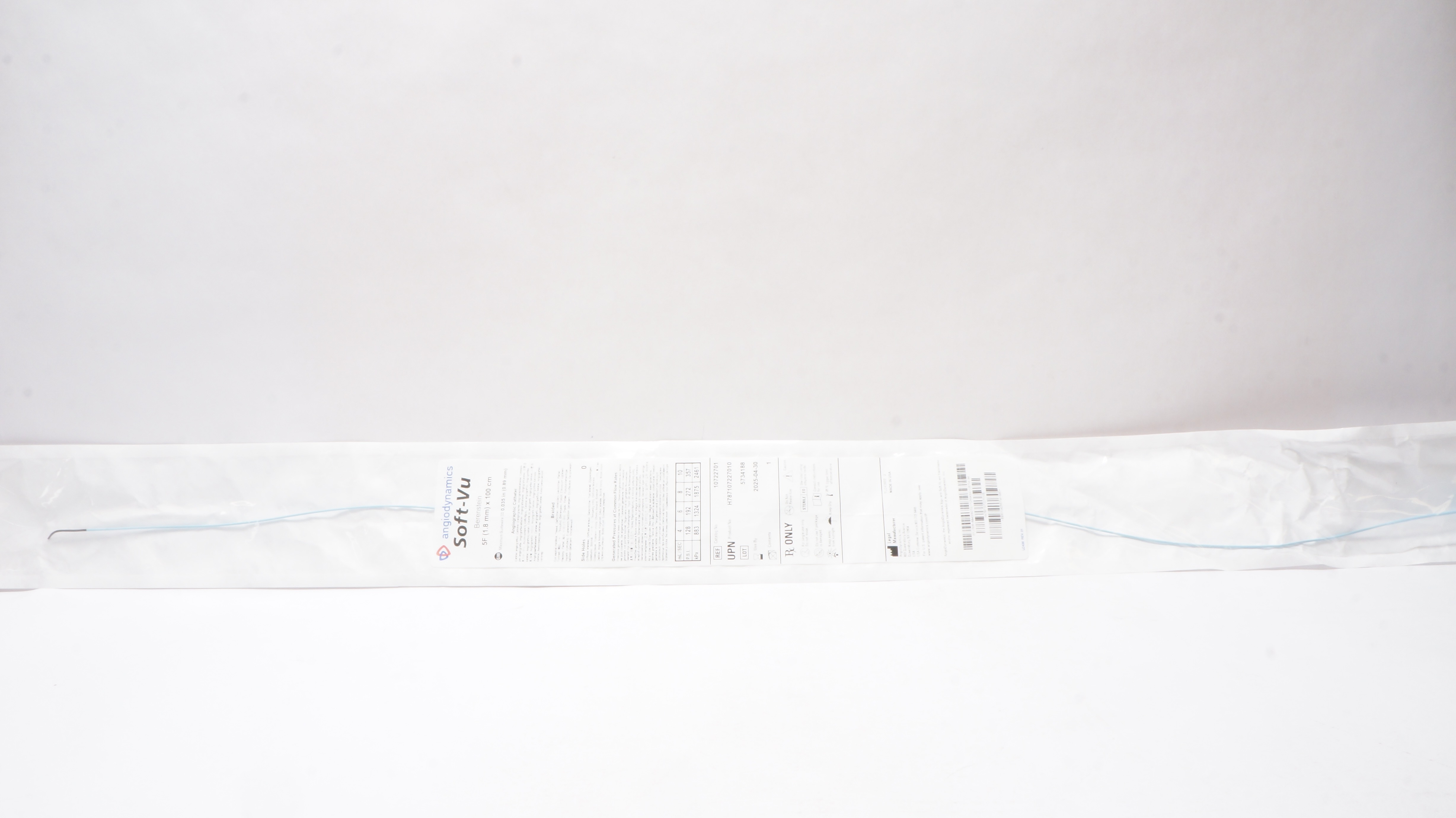 AngioDynamics 10722701 Angiographic Cath. Soft-Vu Berestein 5F x 100cm