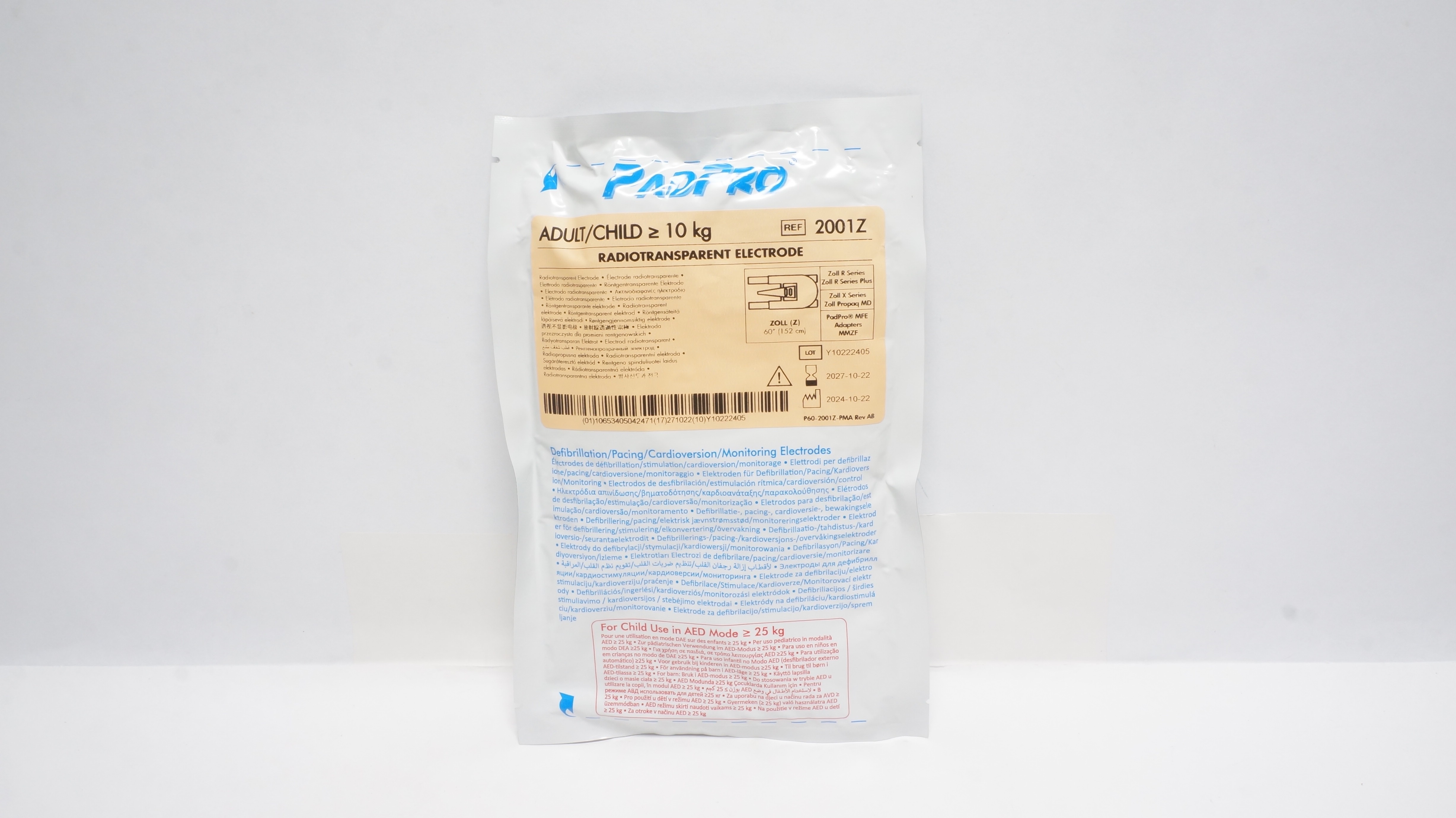 ConMed 2001Z Adult/Child  ≥ 10kg Radiotransparent Electrode 60In