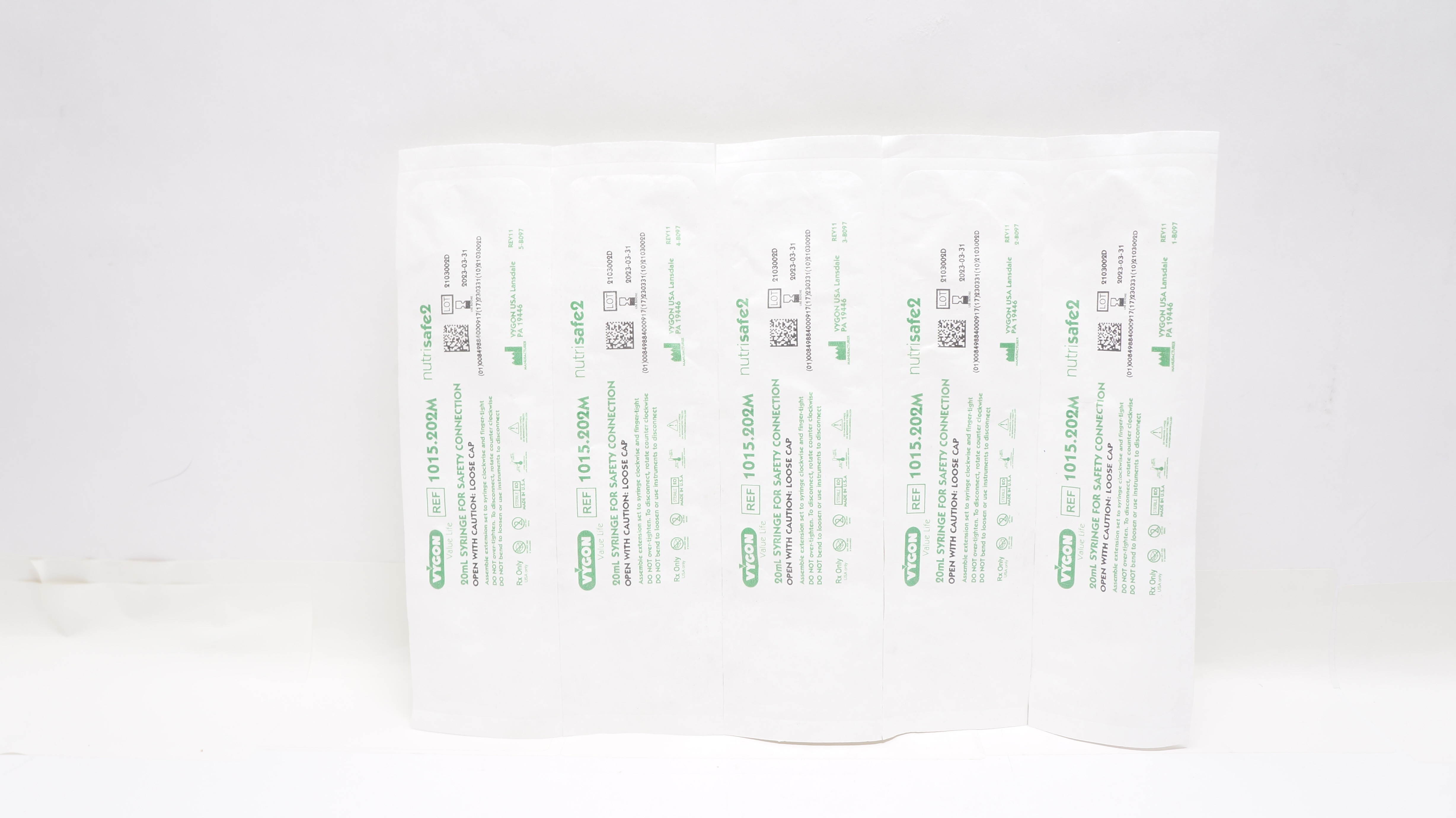 Vygon 1015.202M Nutrisafe 2 20ml Syringe for Safety Connection (x) - Set of 5