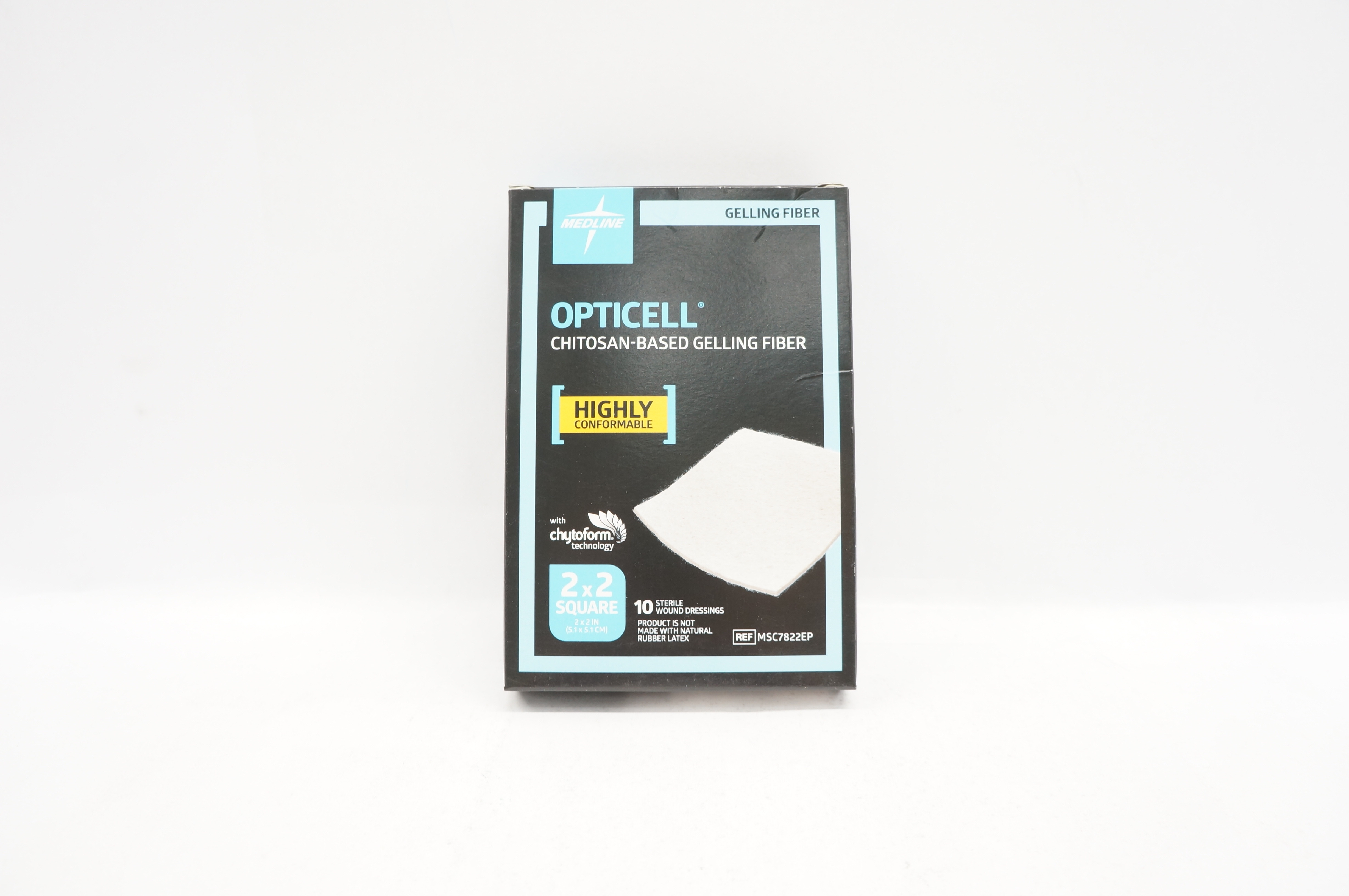 Medline MSC7822EP OPTICELL Chitosan-Based Gelling Fiber 2 x 2inch - Pack of 10