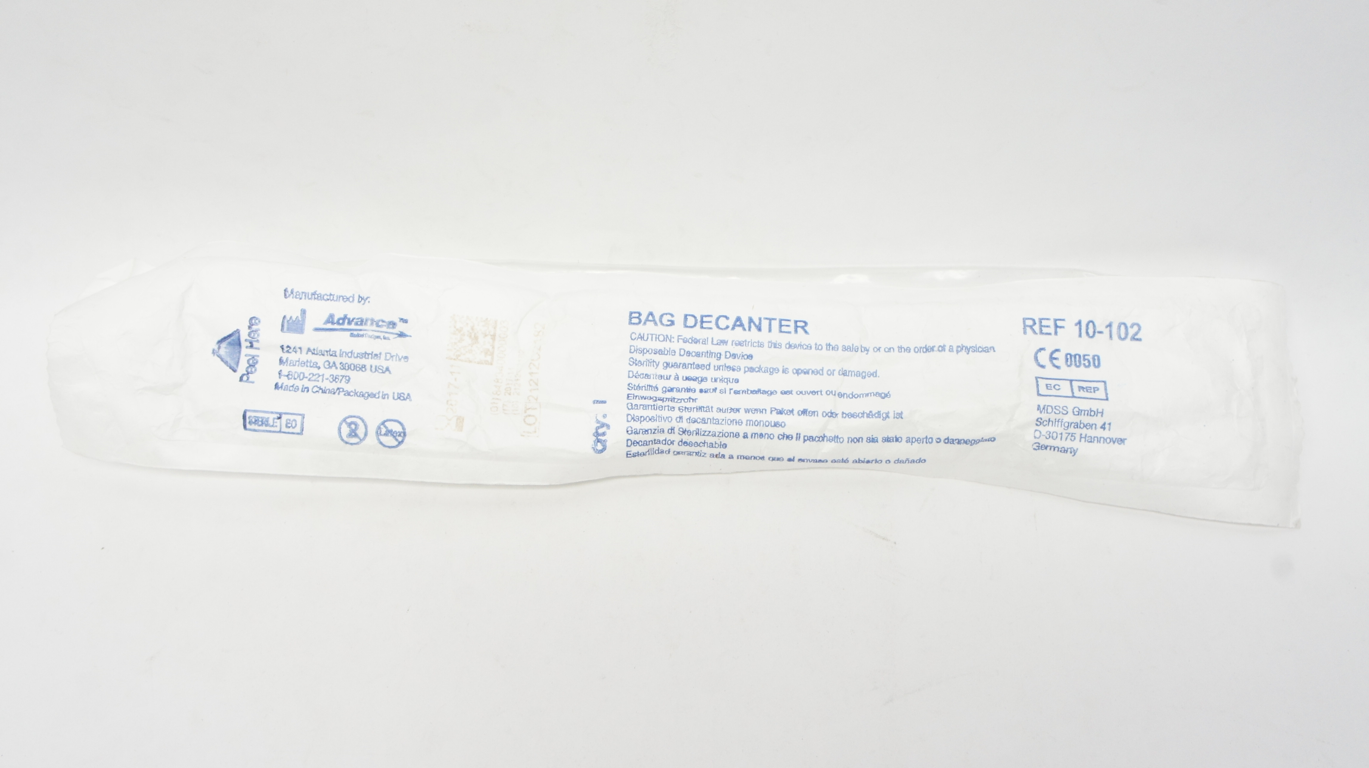 Advance 10-102 Bag Decanter Disposable Decanting Device (x)