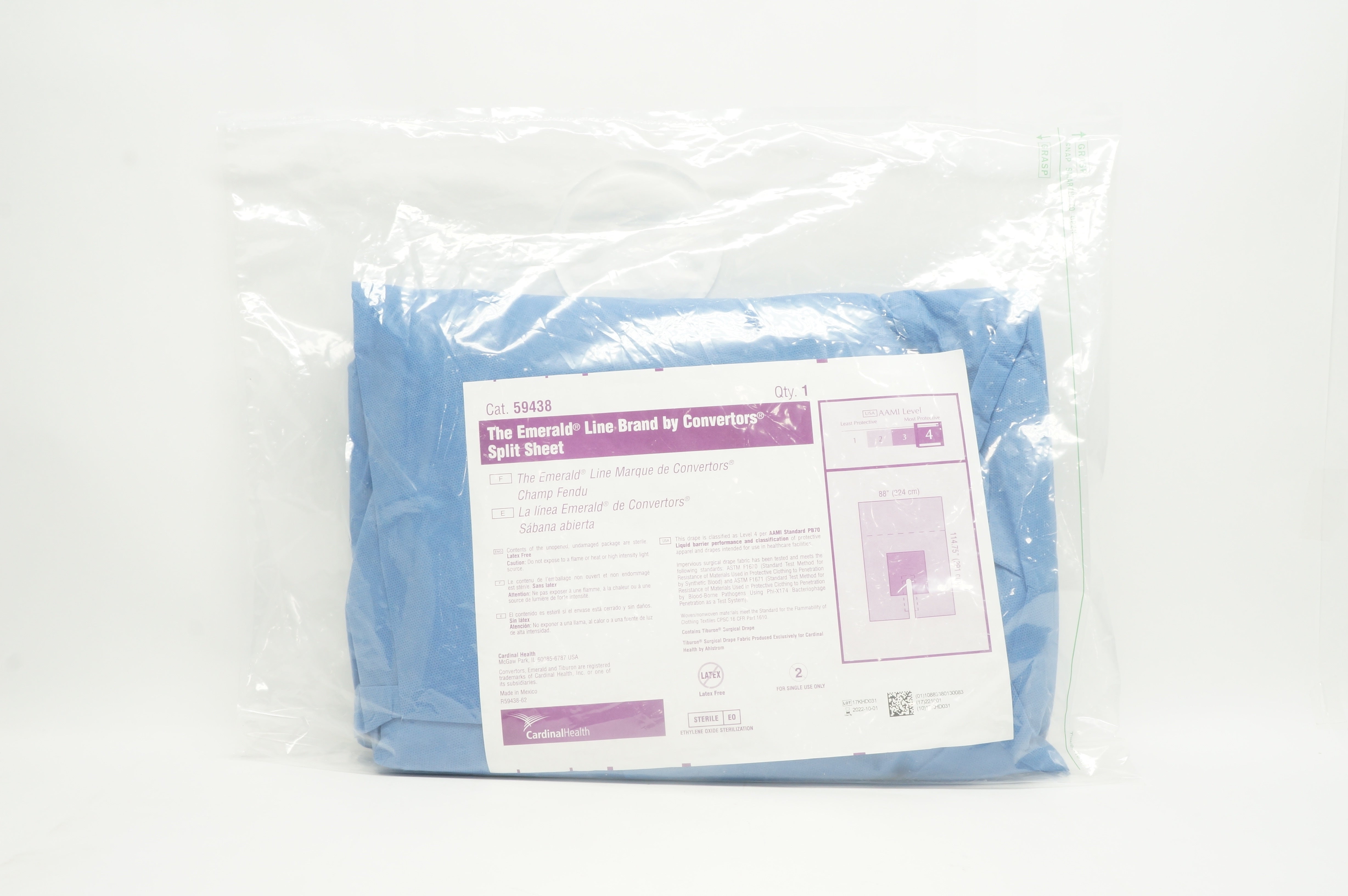 Cardinal Health 59438 Convertors The Emerald Split Sheet 88inch x 114inch