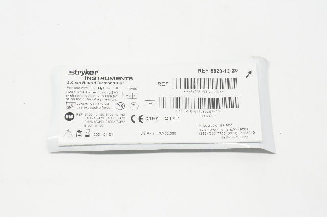 Stryker 5820-12-20 Bur 2.0mm Round Diamond (x)
