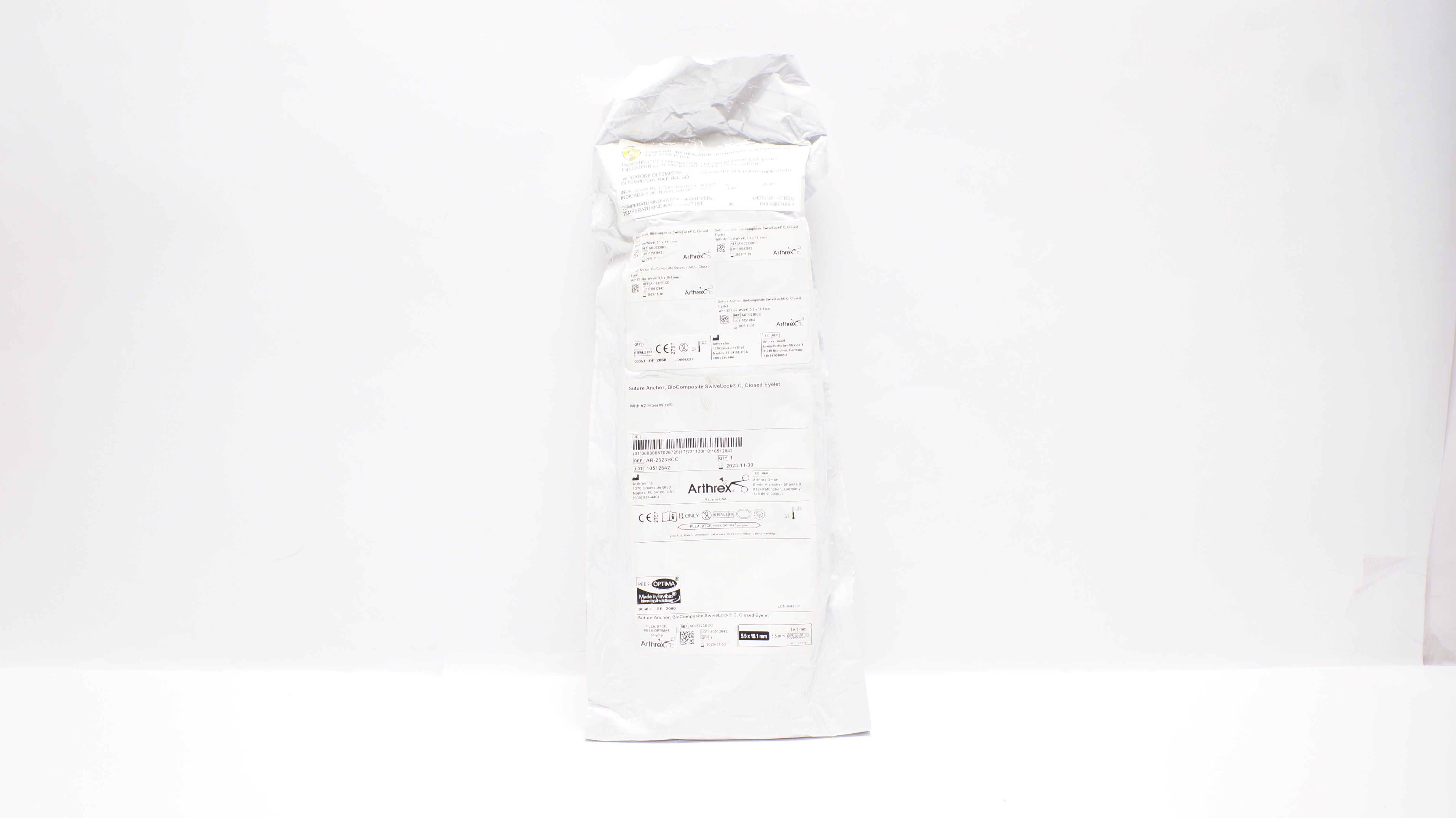 Arthrex AR-2323BCC Stre Anchor BioComposite Closed Eyelet 5.5inch x 19.1mm