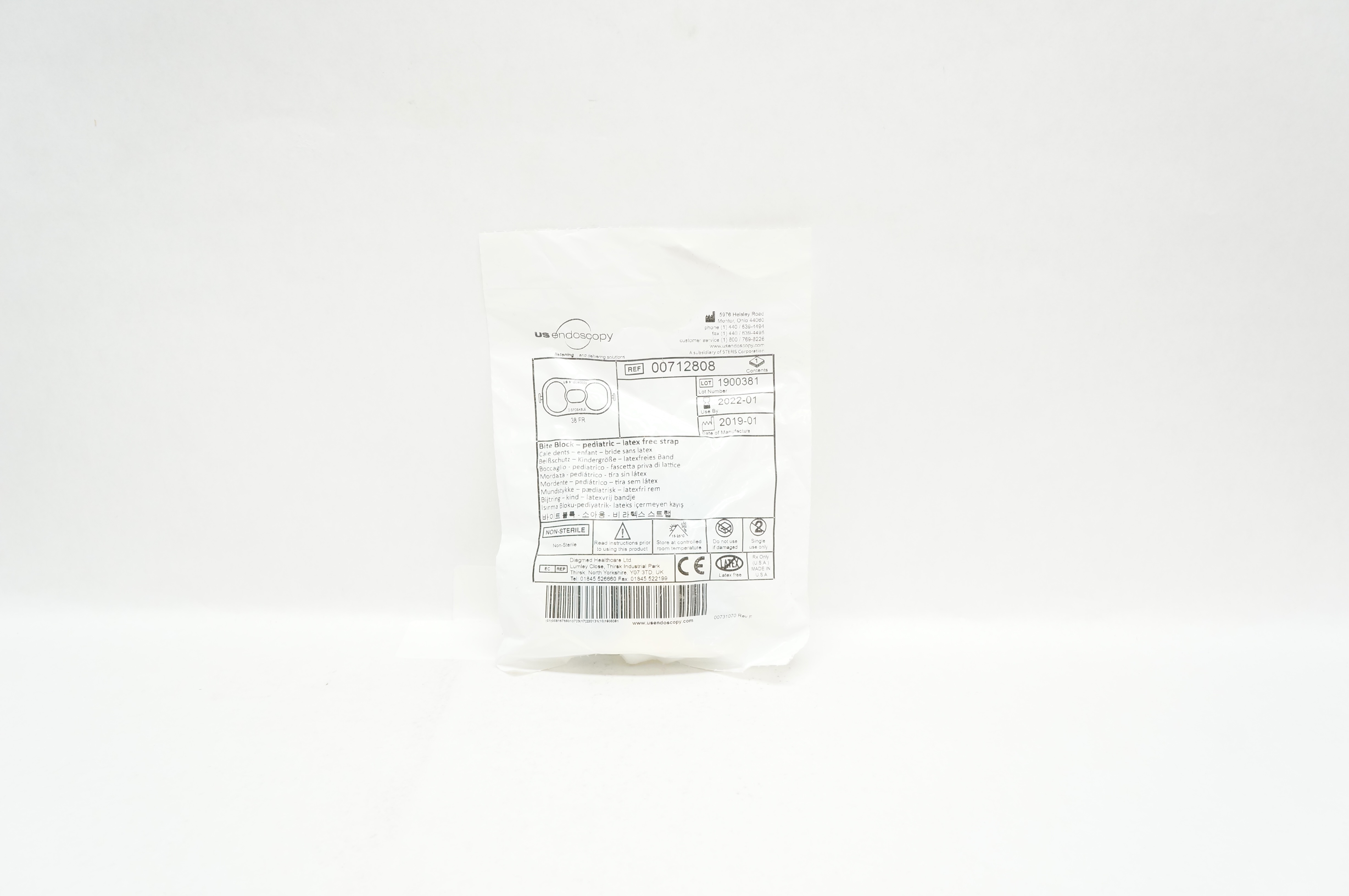 US Endoscopy 00712808 Bite Block - Pediatric - Latex Free Strap 38Fr. (x)