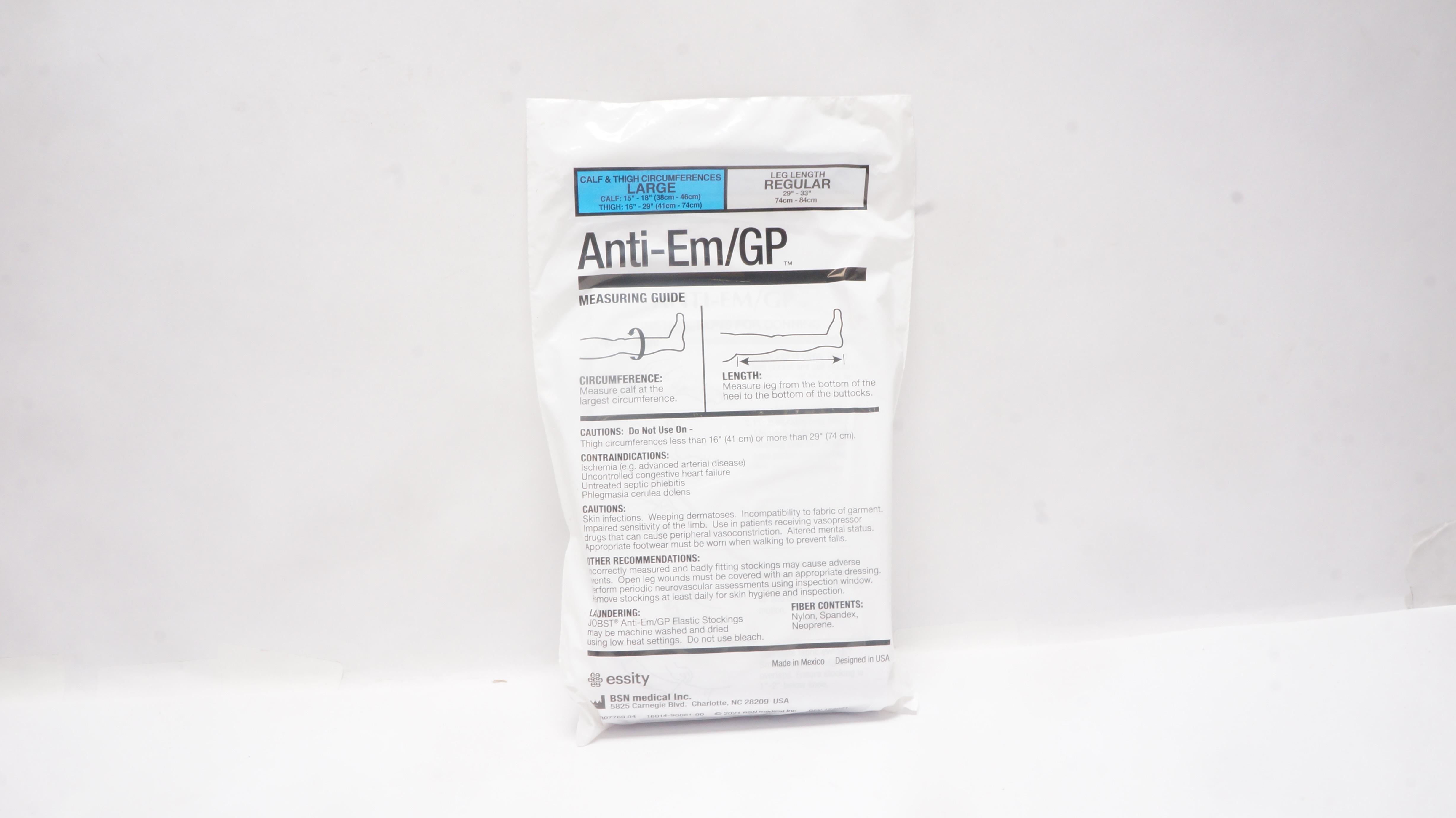 BSN Medical 111459 Jobst Anti-EM/GP Seamless Elastic Stockings, Large 15-18inch