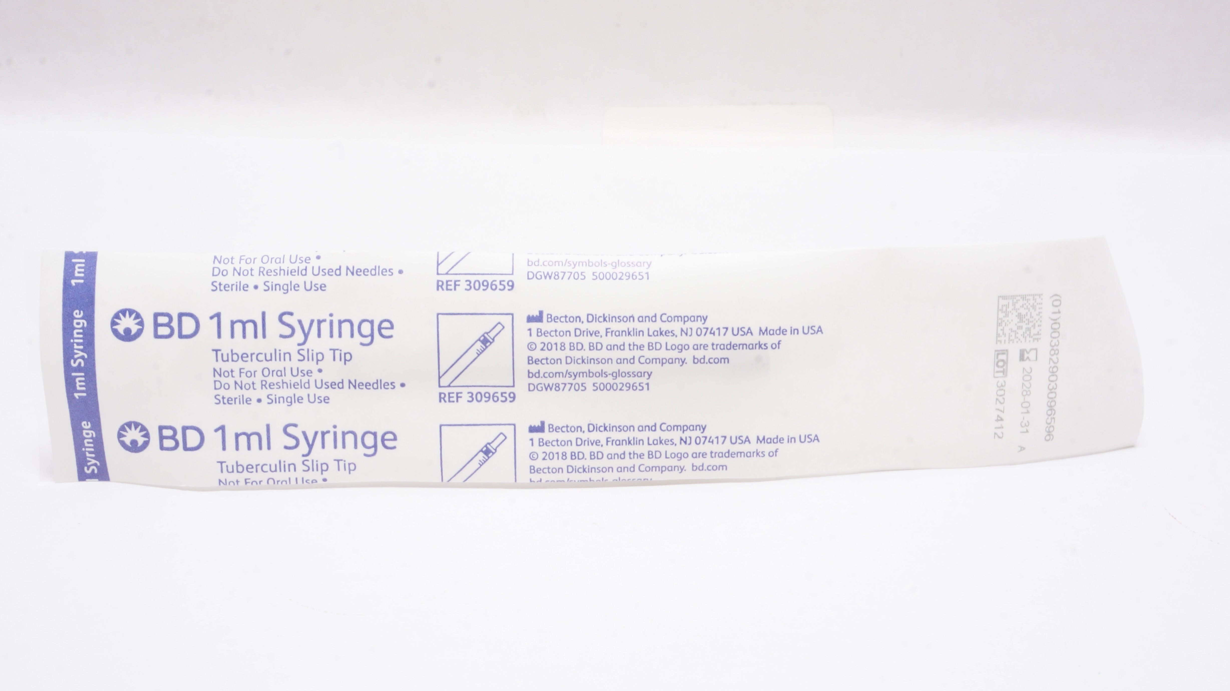 BD 309659 1ml TB Syringe, Slip Tip