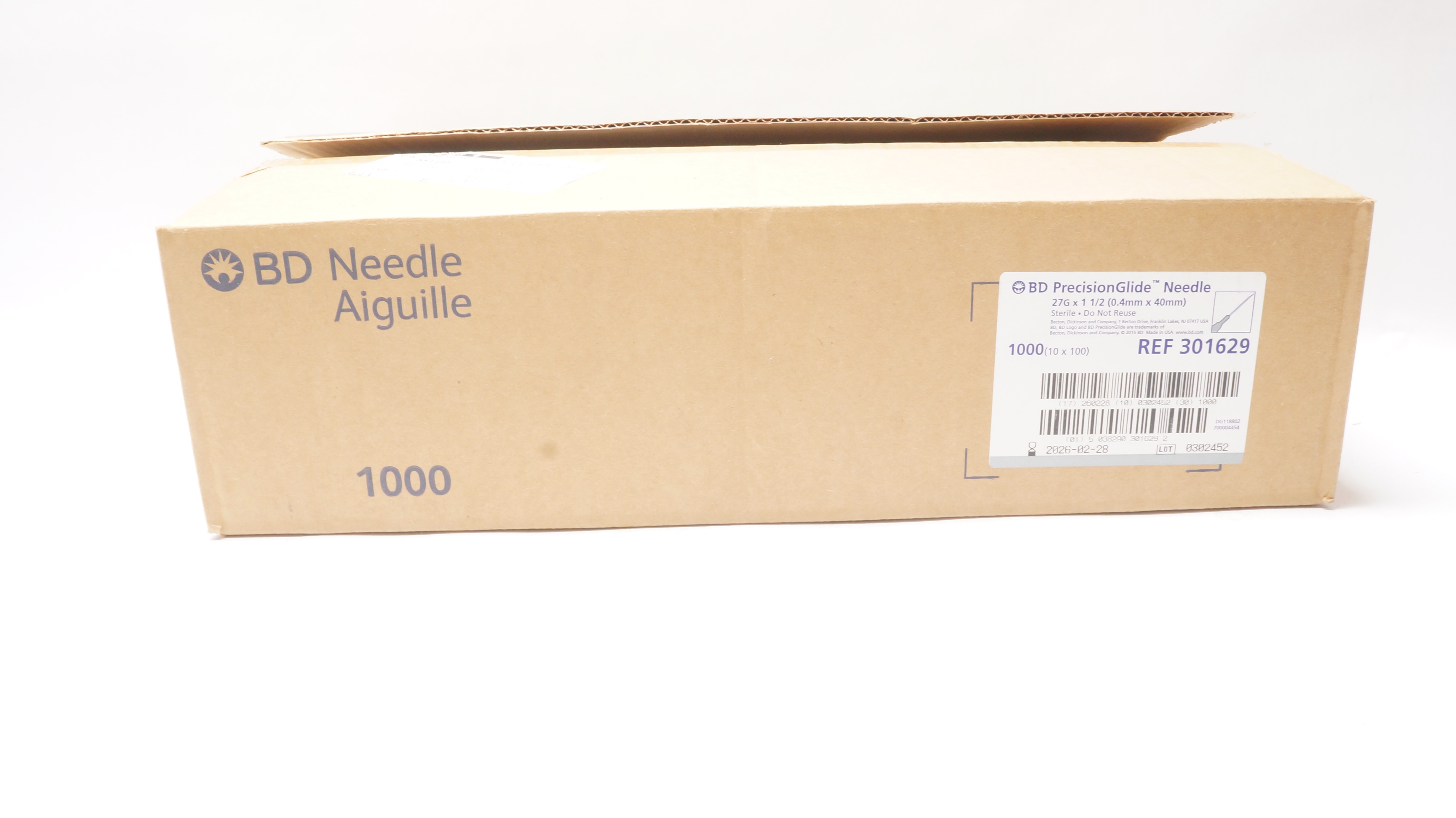 BD 301629 PrecisionGlide Ndle 27G x 1-1/2 - Case of 1000