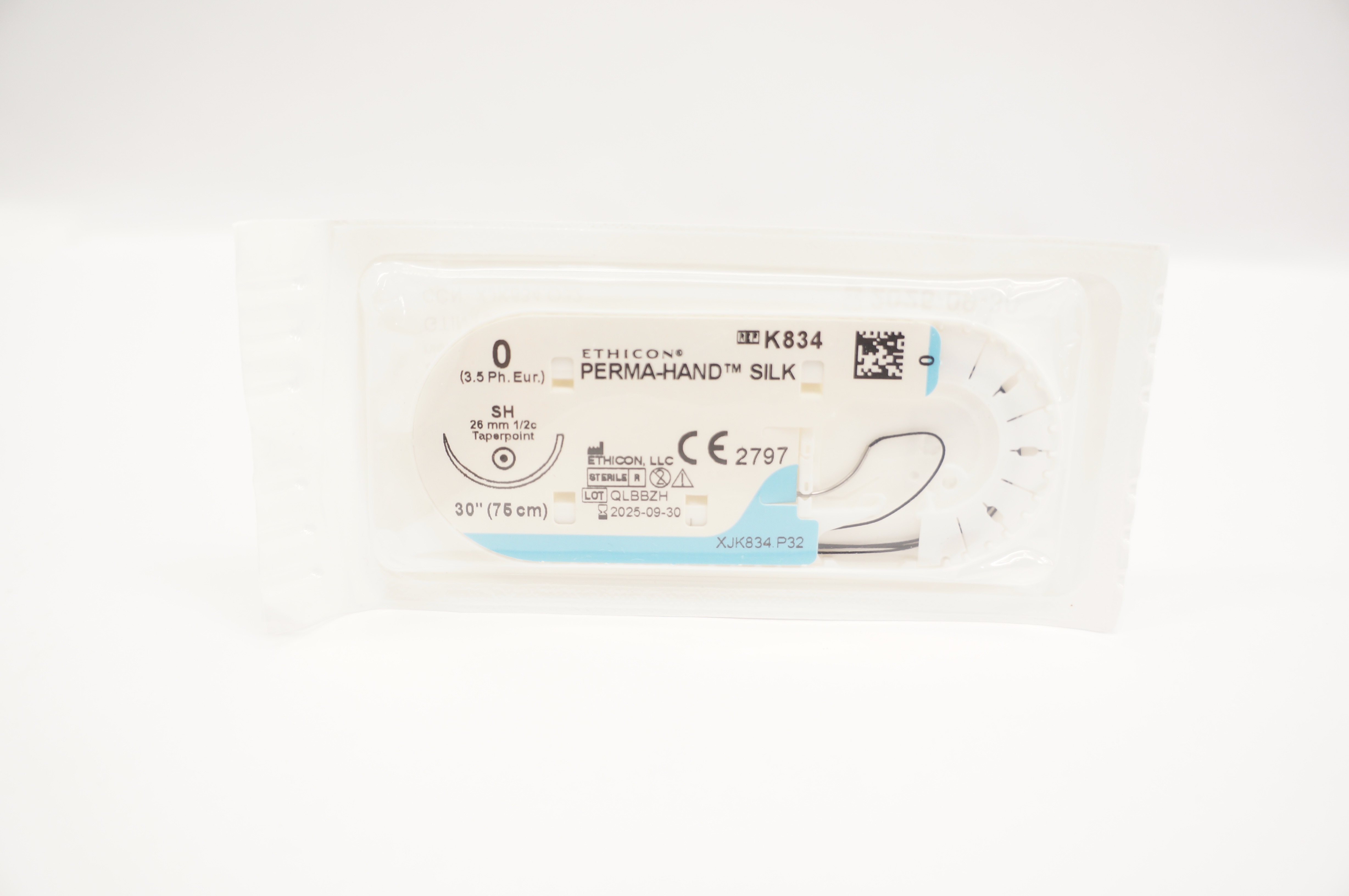 Ethicon K834 0 Perma-Hand Silk SH 26mm 1/2c Taper 30inch