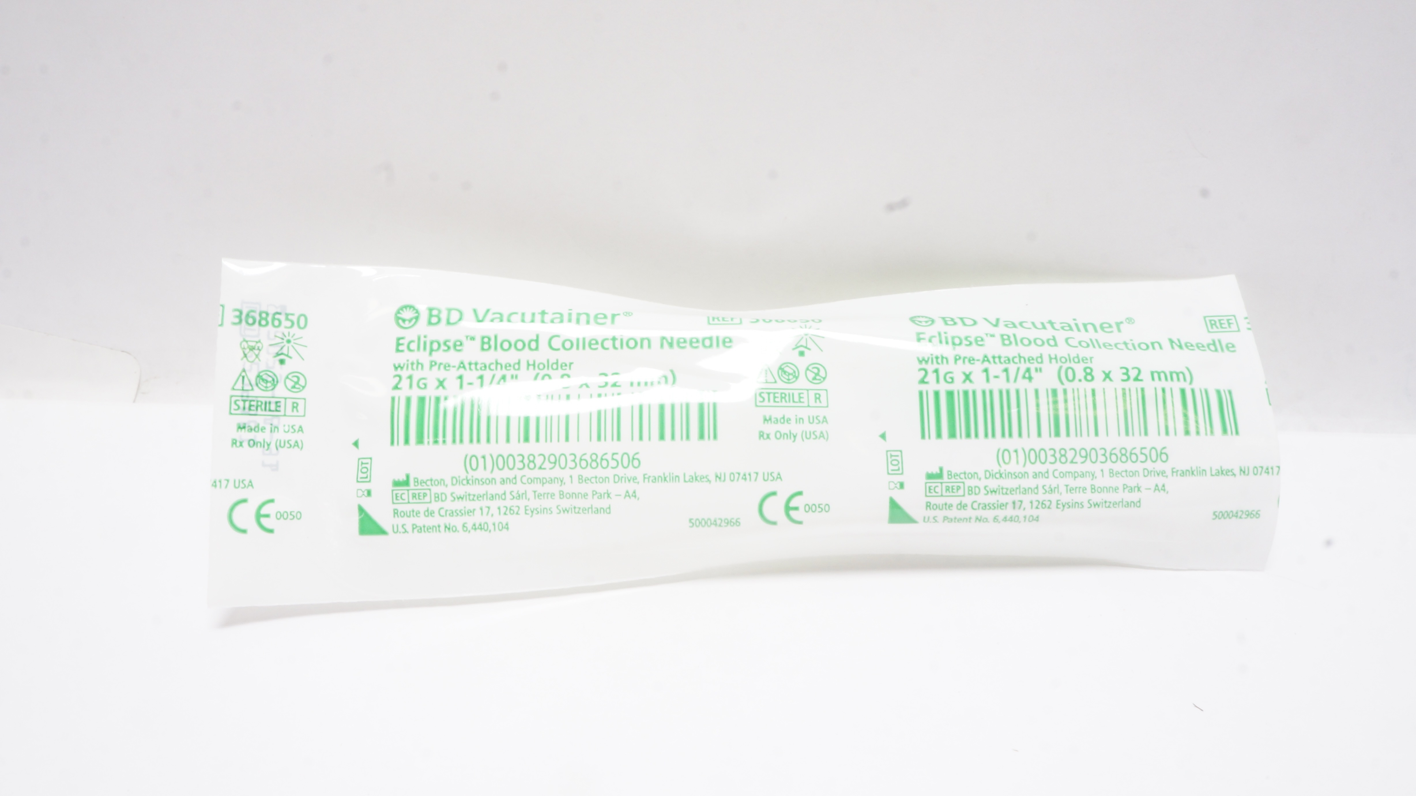 BD 368650 Vacutainer Eclipse Blood Collection Ndle 21G x 1-1/4inch