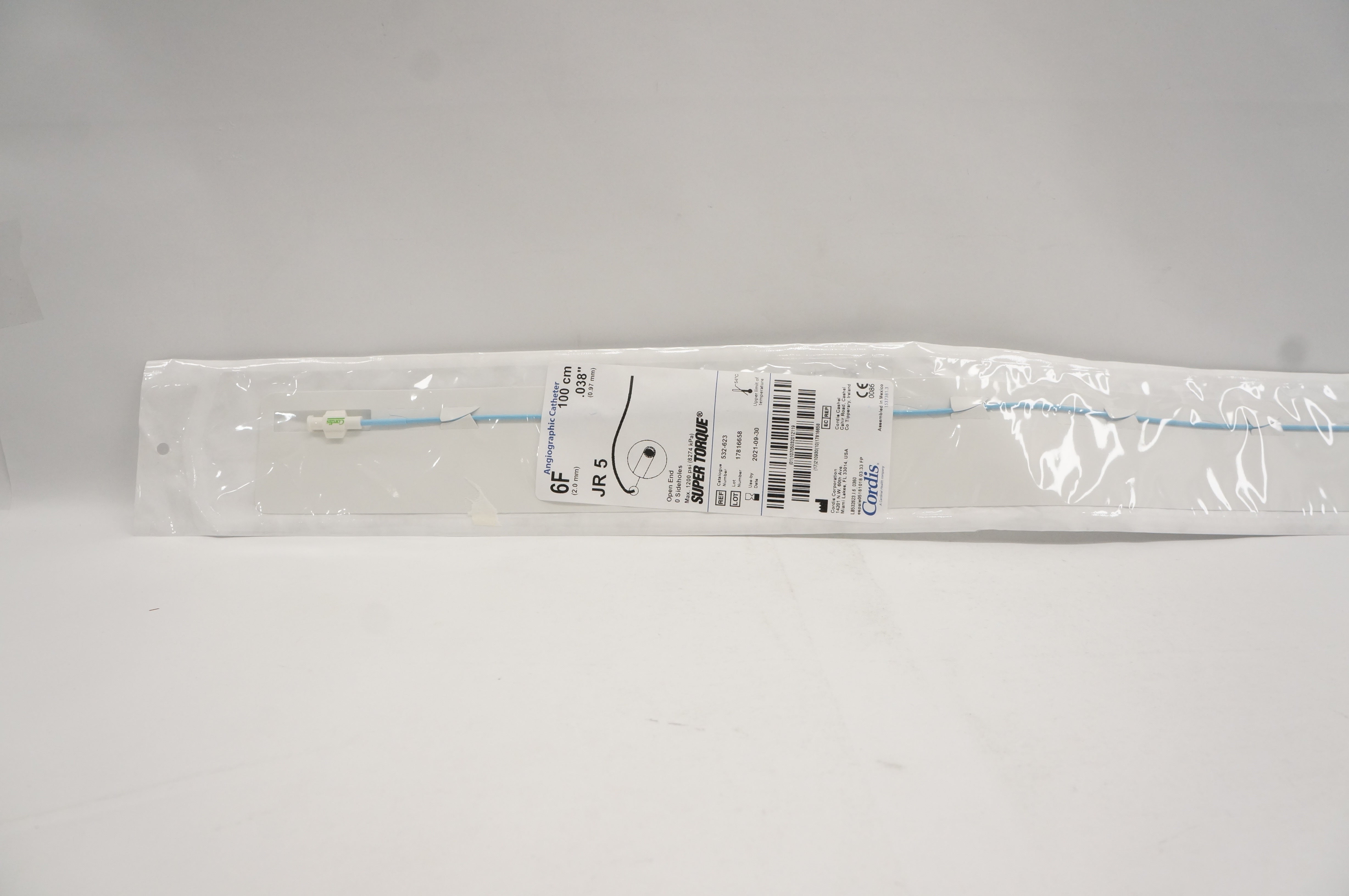 Cordis 532-623 Super Torque JR 5 Angiographic Catheter 6F x 0.038inch x 100cm(x)