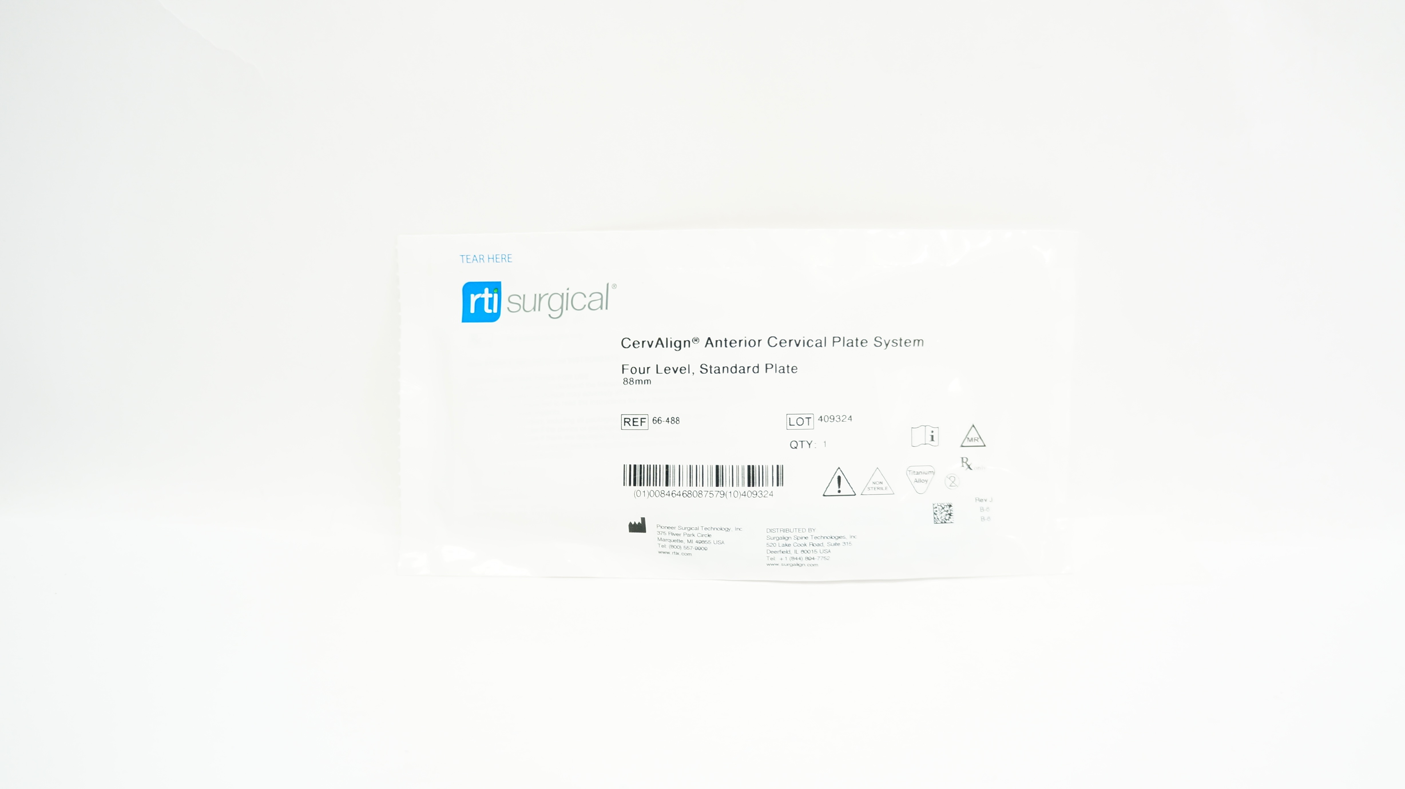 Pioneer 66-488 Rit Surgical CervAlign Anterior Cervical Plate System 88mm