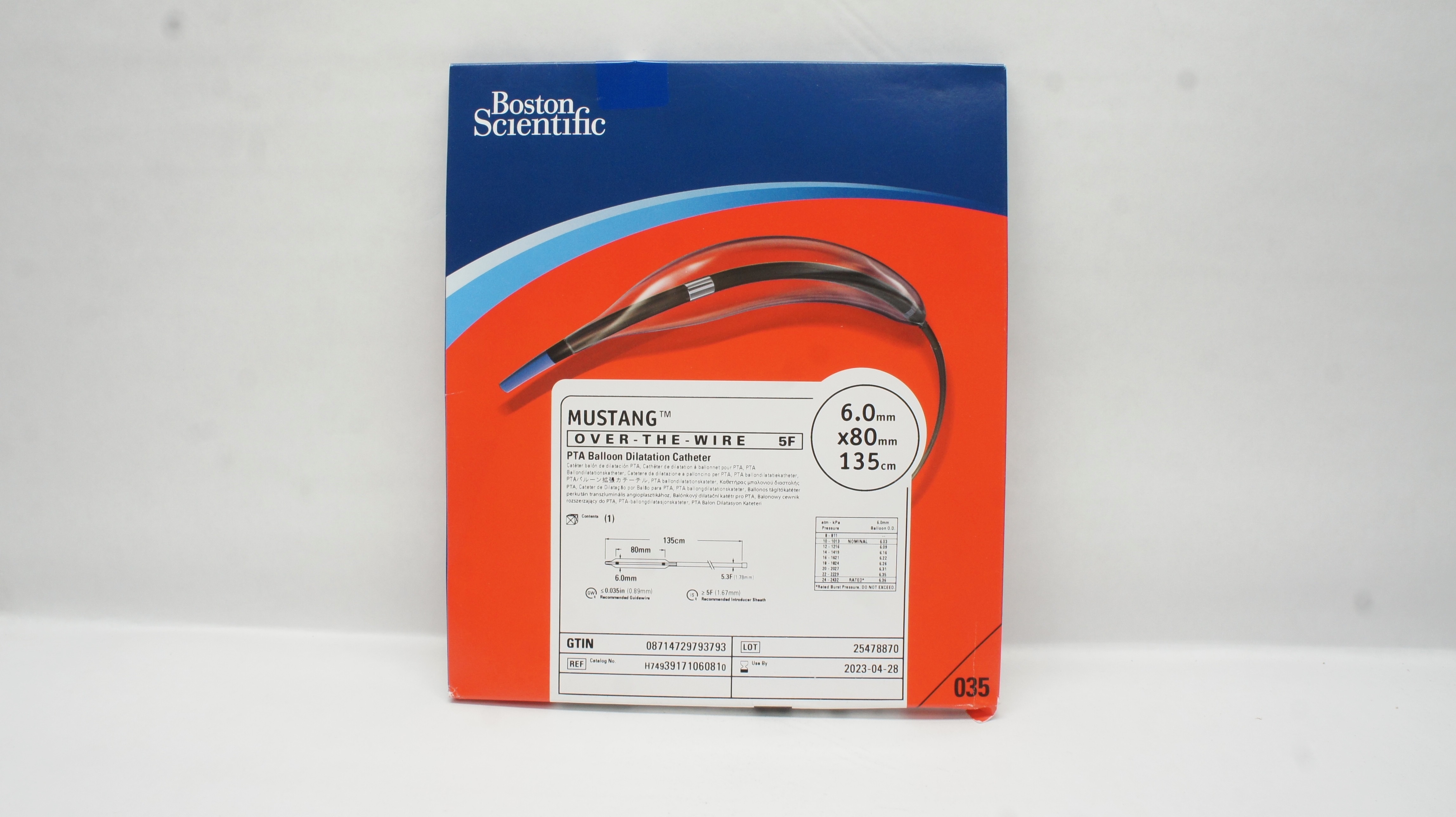 Boston Scientific H74939171060810 Mustang PTA Balloon Dilatation Cath. 6.0mm (x)