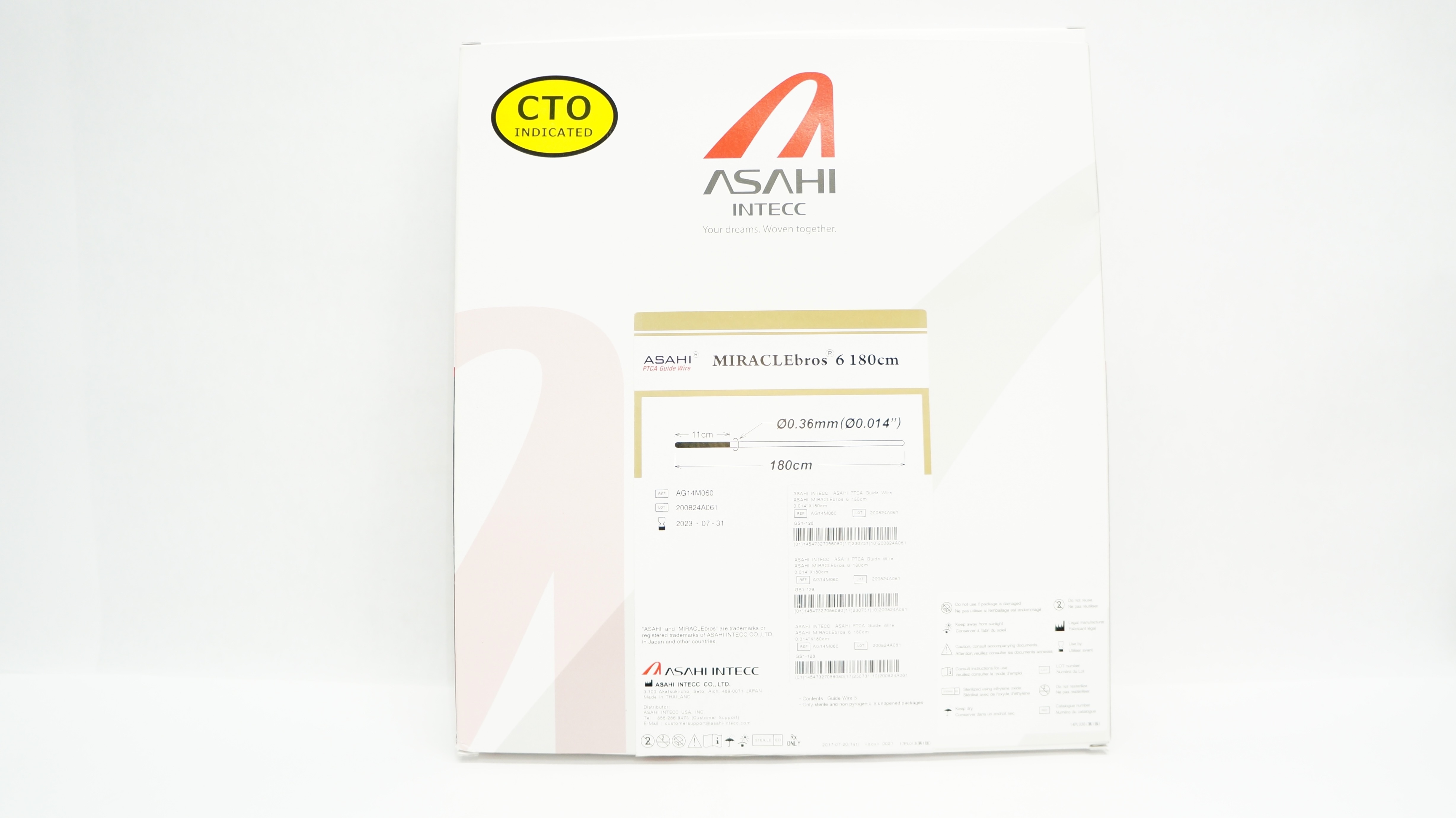 ASAHI INTECC AG14M060 MIRACLEbros 6 PTCA Guide Wire, 180cm (x) - Box of 4