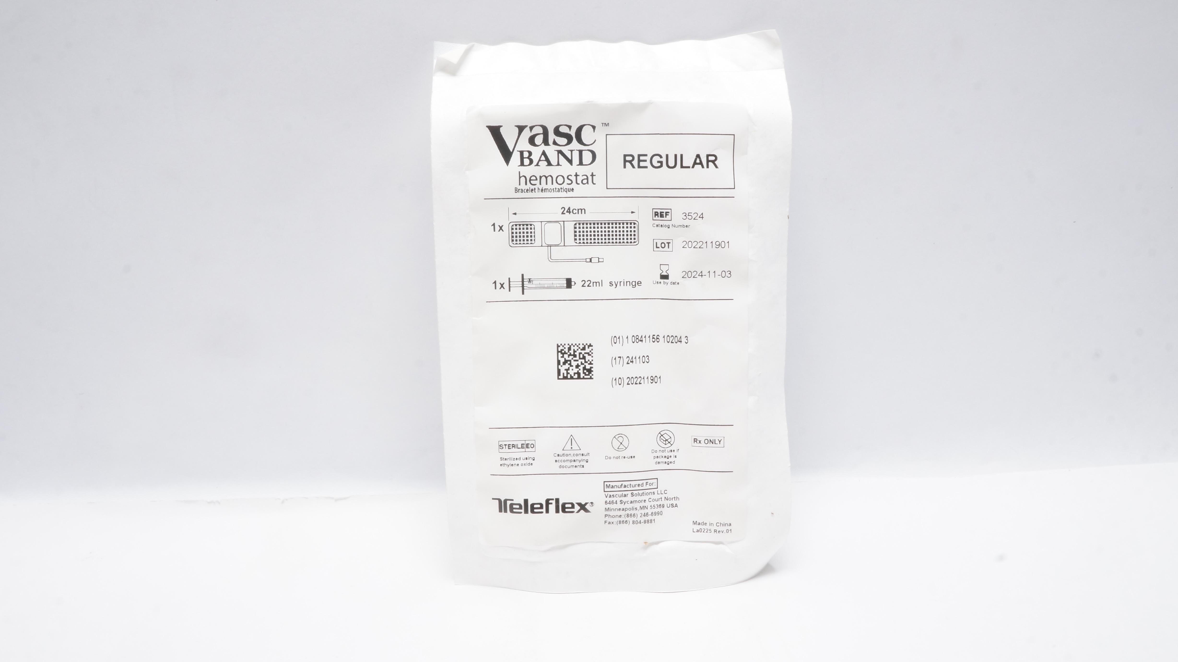 Vascular Solutions 3524 Teleflex Vasc Band Hemostat Regular 24cm x 22ml (x)