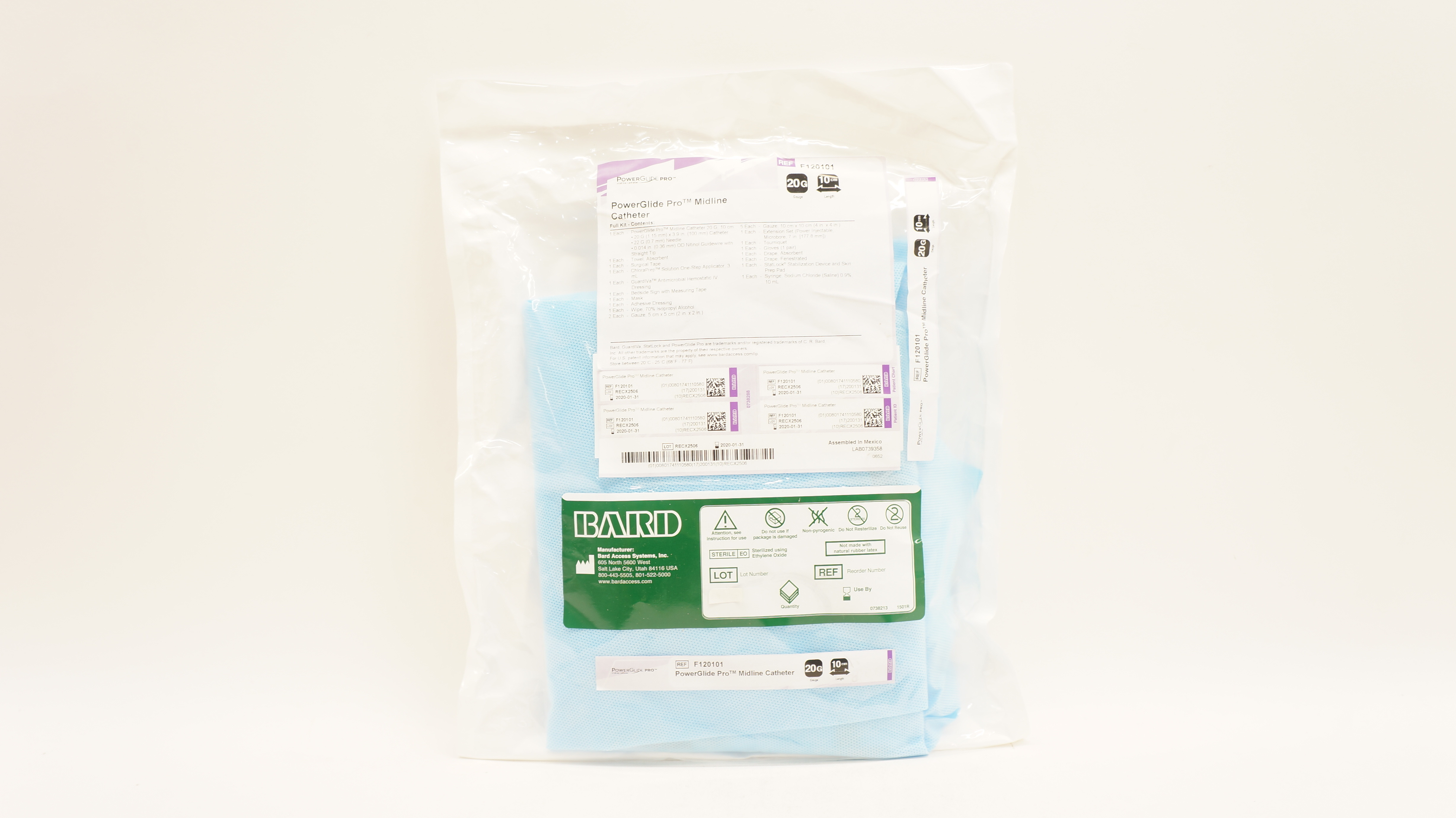 Bard F120101 PowerGlide Pro Midline Cath. 20G x 10cm (x)