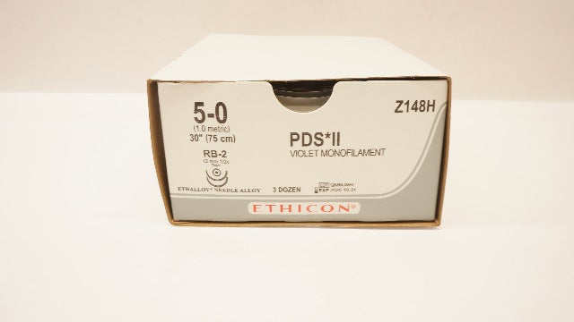 Ethicon Z148H 5-0 PDS II RB-2 13mm 1/2c Taper 30inch - Pack of 36