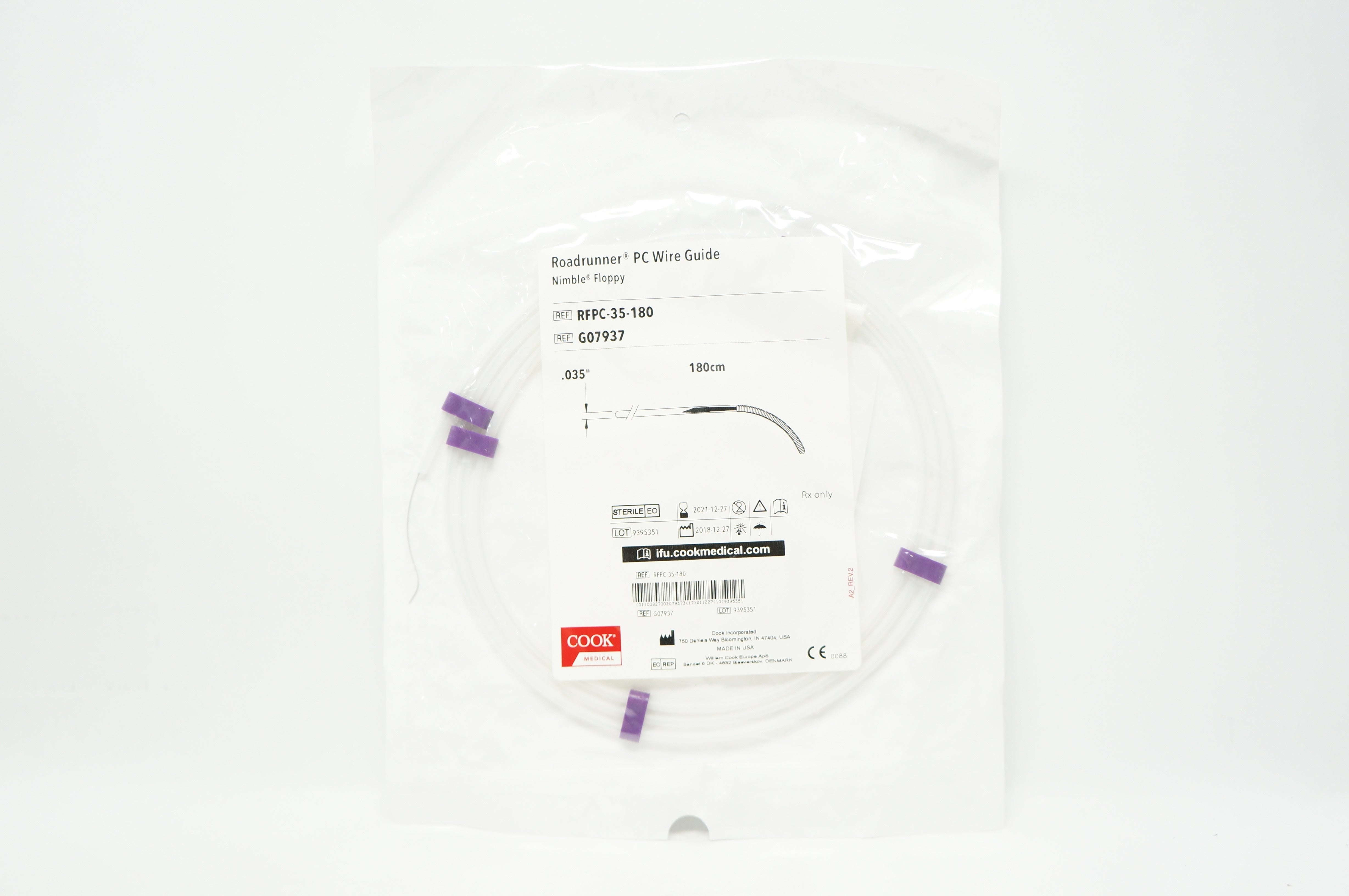 Cook G07937 Roadrunner PC Wire Guide Nimble Floppy .035inch x 180cm (x)