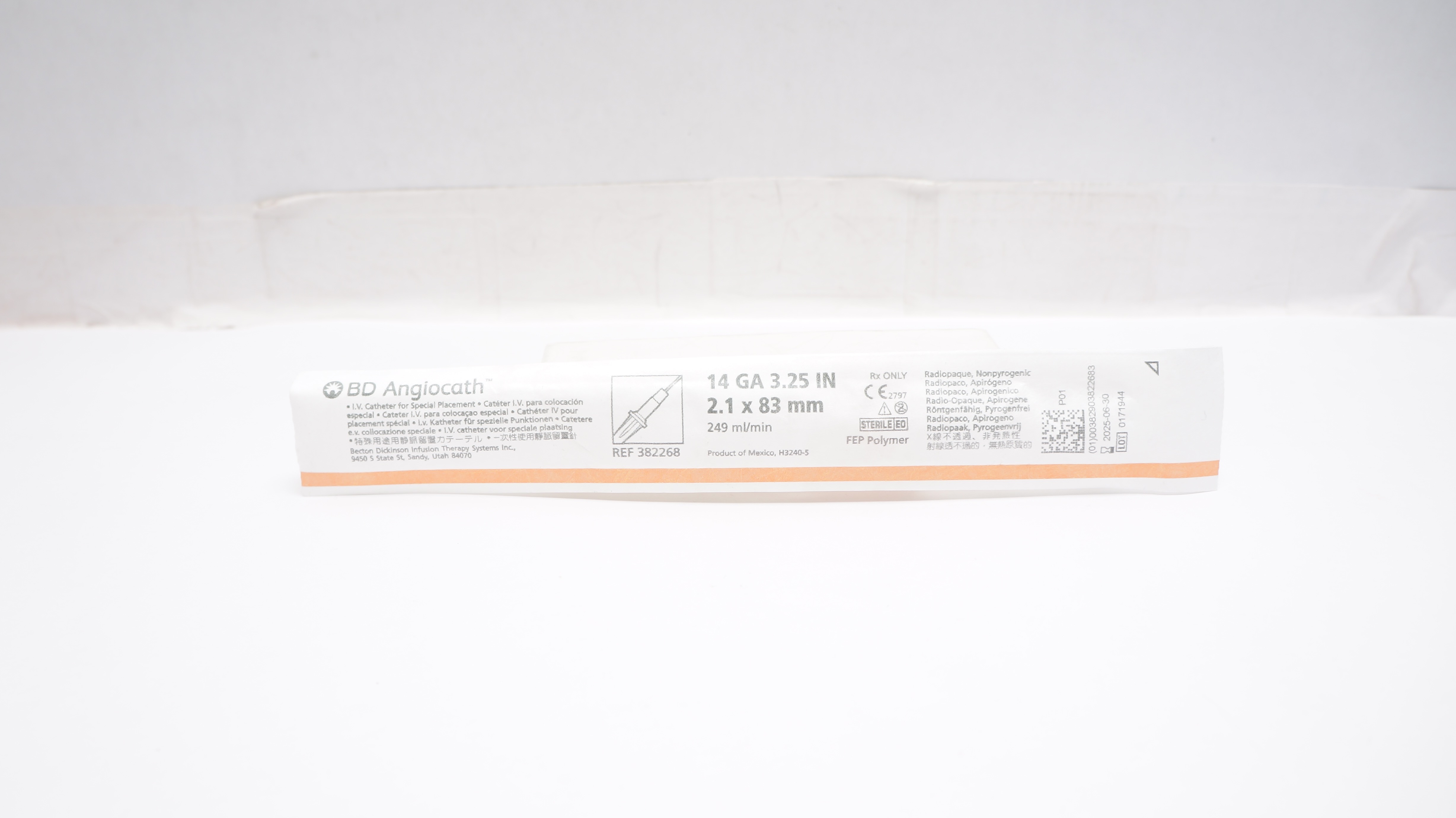BD 382268 Angiocath I.V. Cath. For Special Placement 14GA x 3.25inch (x)