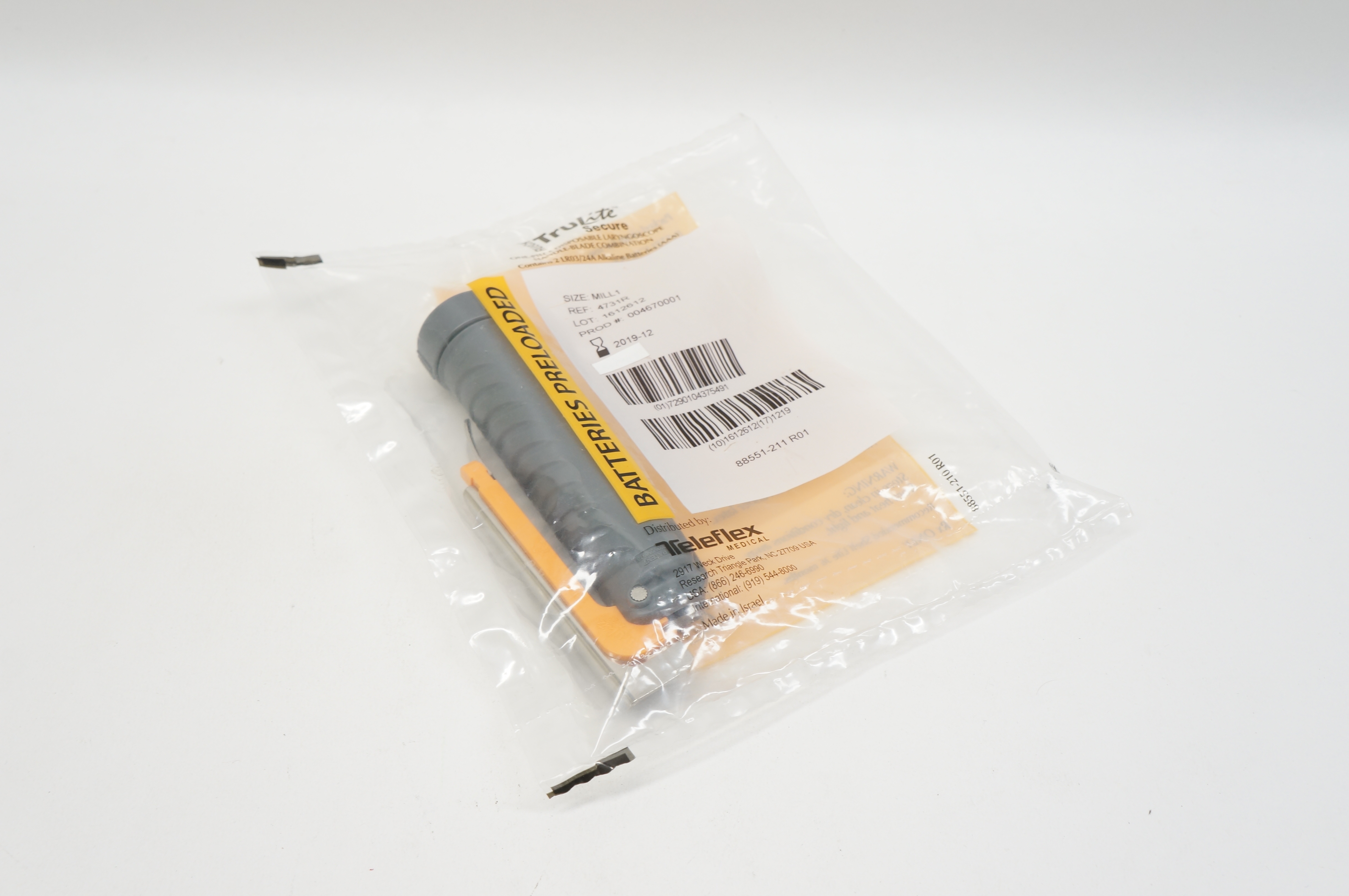 Teleflex 4731R TruLite Secure One-Piece Disposable Laryngoscope Handle MILL1 (x)
