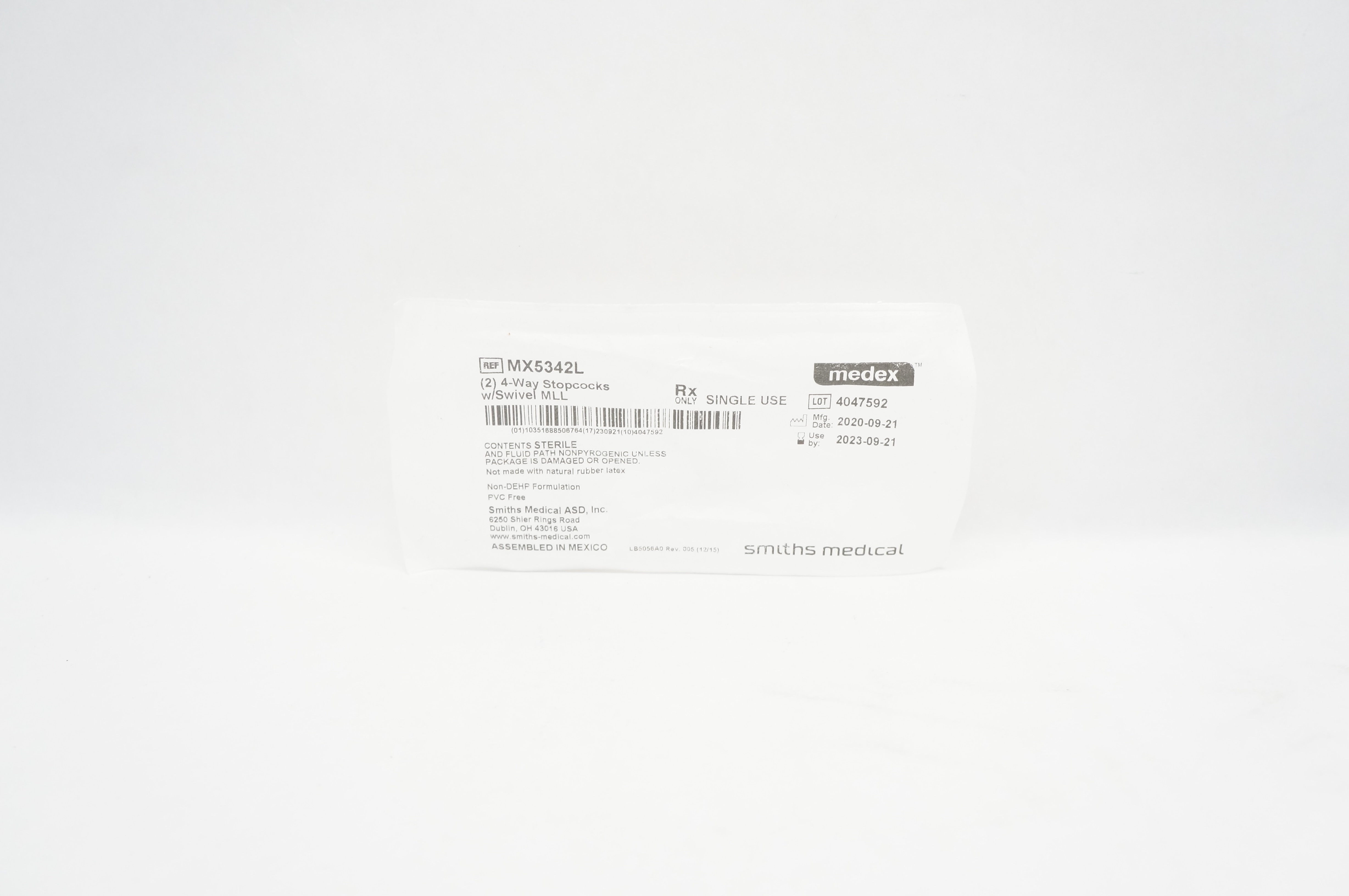 Smiths Medical MX5342L Medex 4 Way Stopcocks w/Swivel MLL (x) - Pack of 2