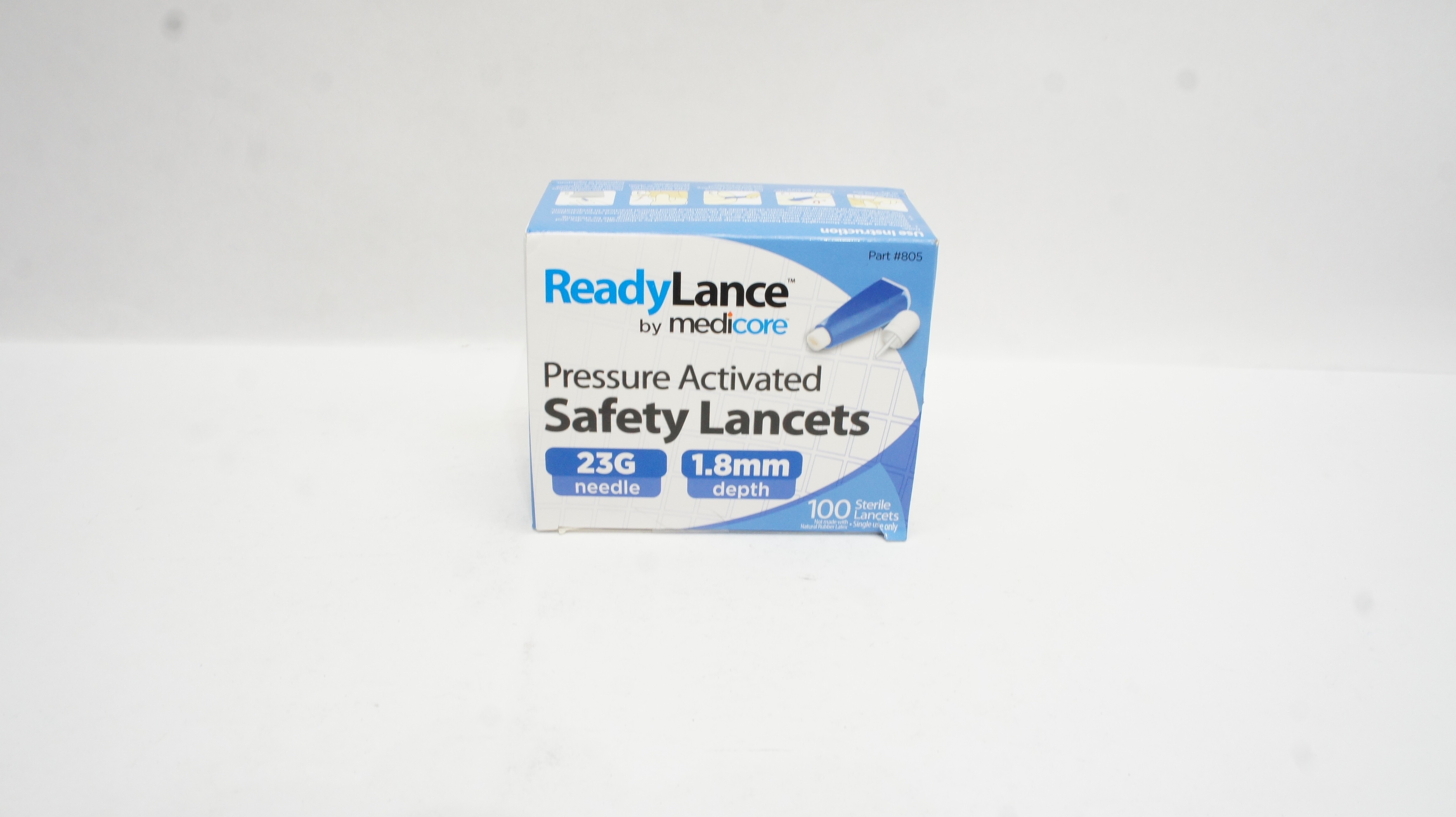 Medicore 805 Ready Lance Pressure Activated Safety Lancets 23G x1.8mm-Box of 100