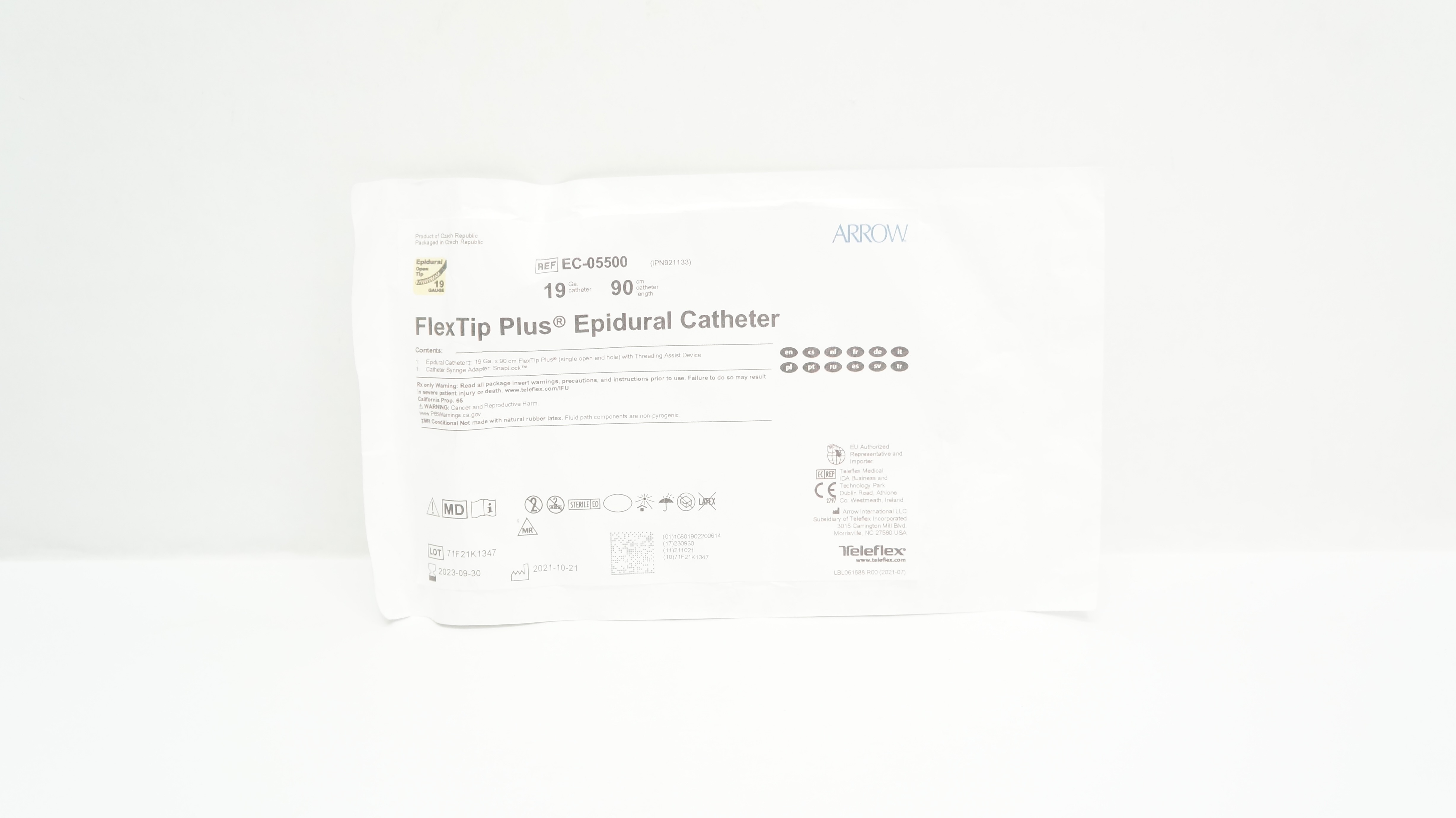 Arrow EC-05500 FlexTip Plus Epidural Cath. 19Ga x 90 cm
