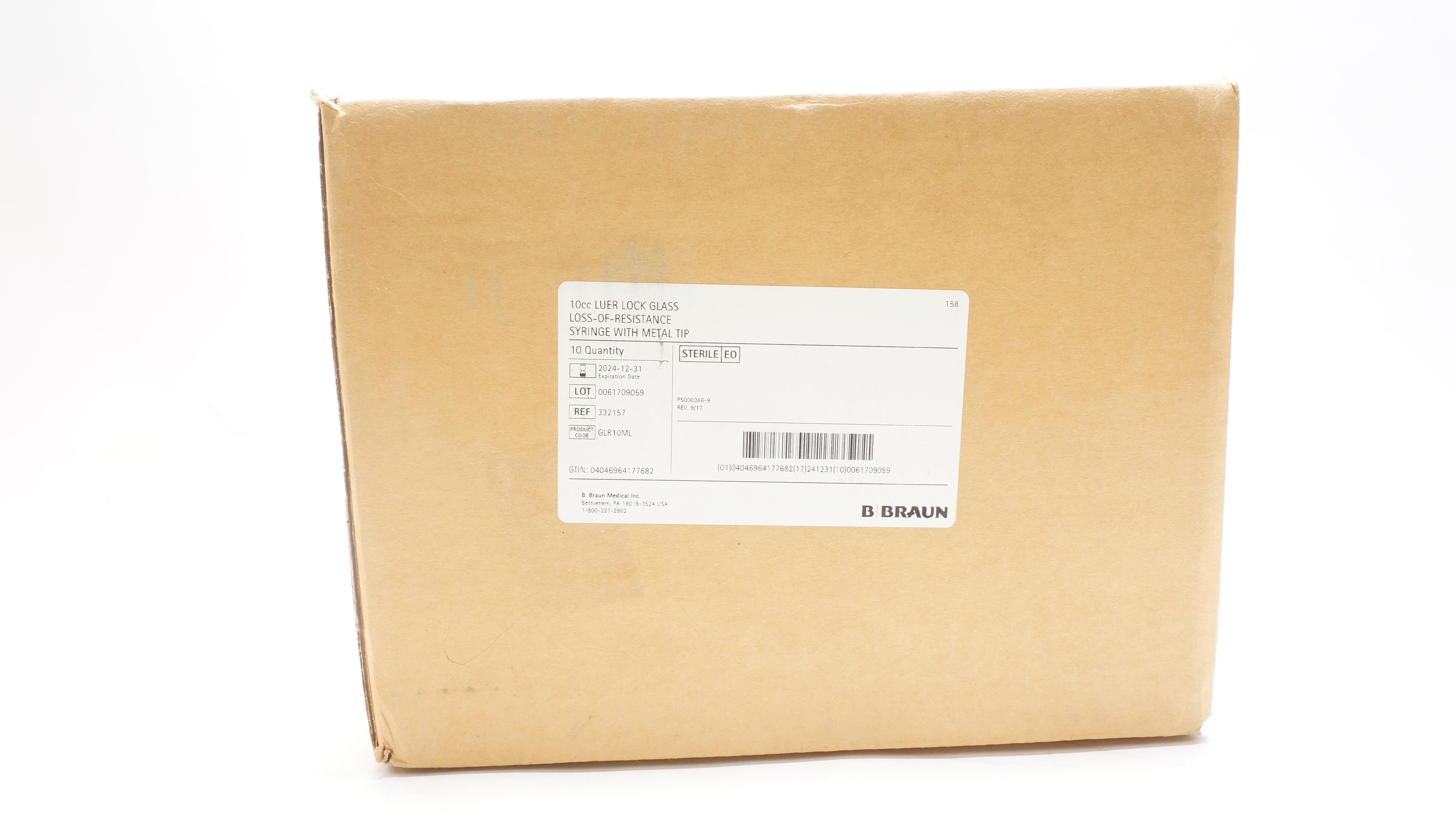 Braun 332157 10ml Glass Luer Lock Loss-of-Resistance Syringe - Box of 10 (x)