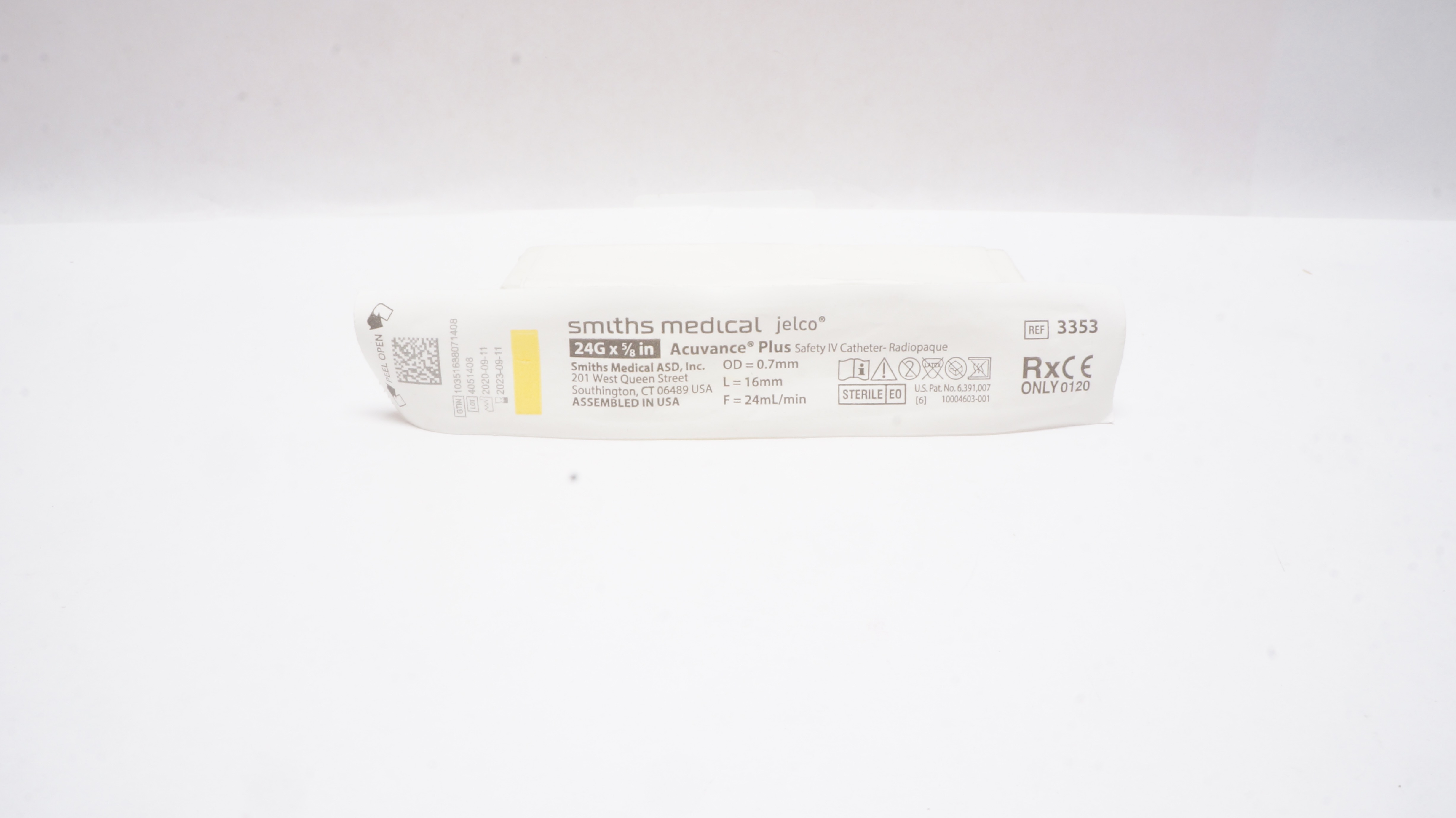 Smiths Medical 3353 Jelco Acuvance Plus 24G x 5/8inch