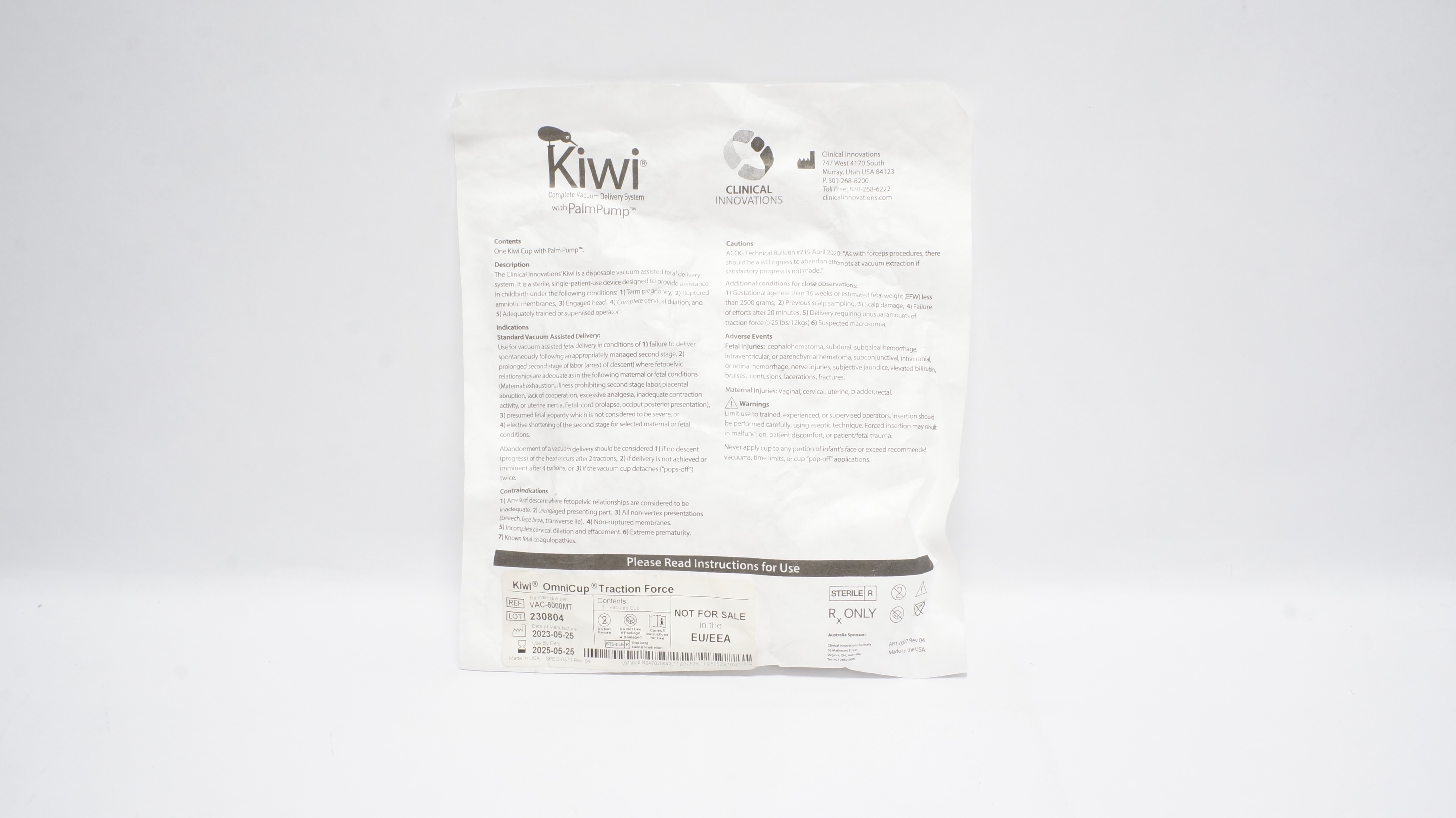 Clinical Innovation VAC-6000MT One Kiwi Cup W/Palm Pump (x)