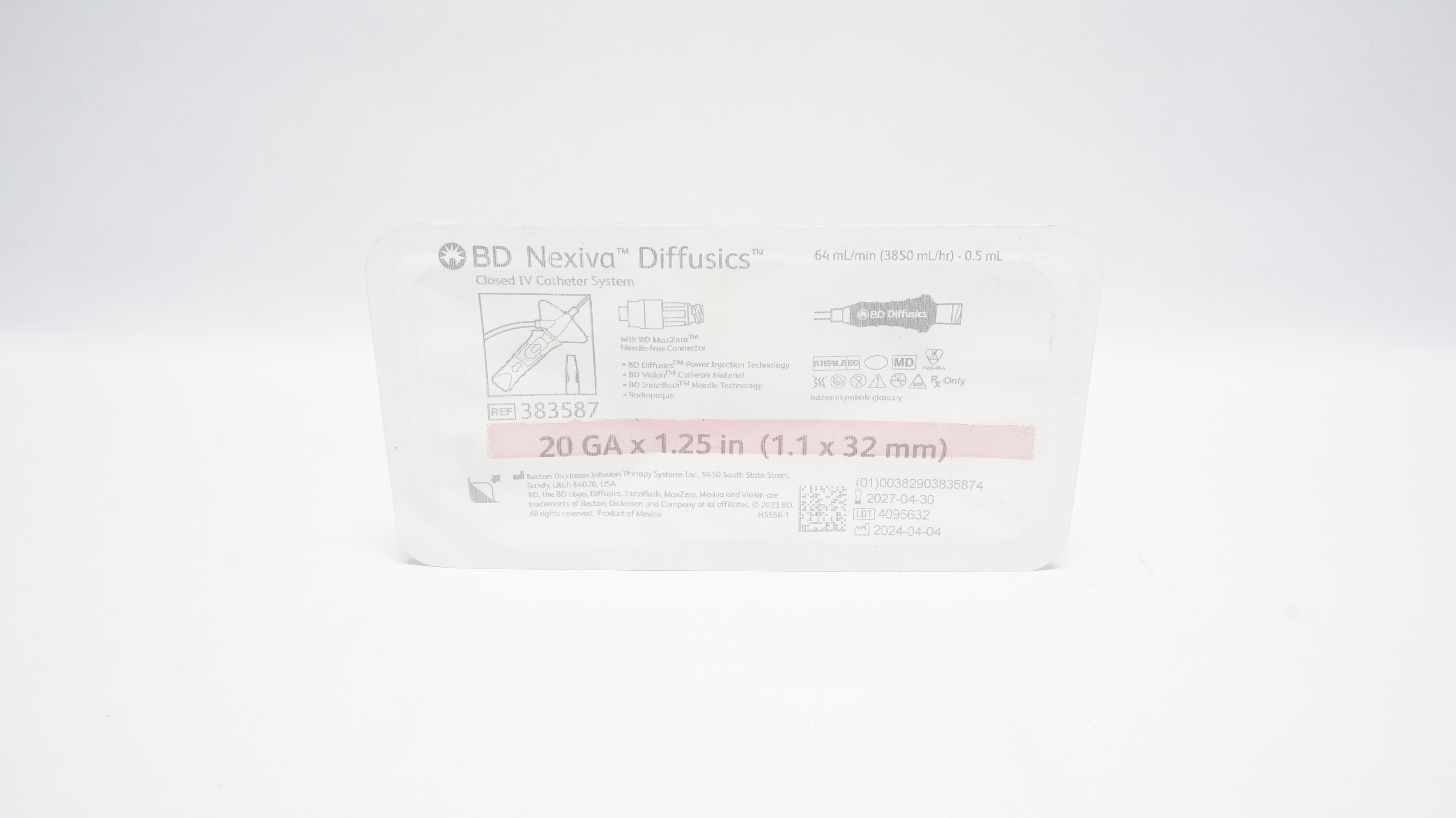 BD 383587 Nexiva Diffusics Closed IV Cath. System 20Ga x 1.25In