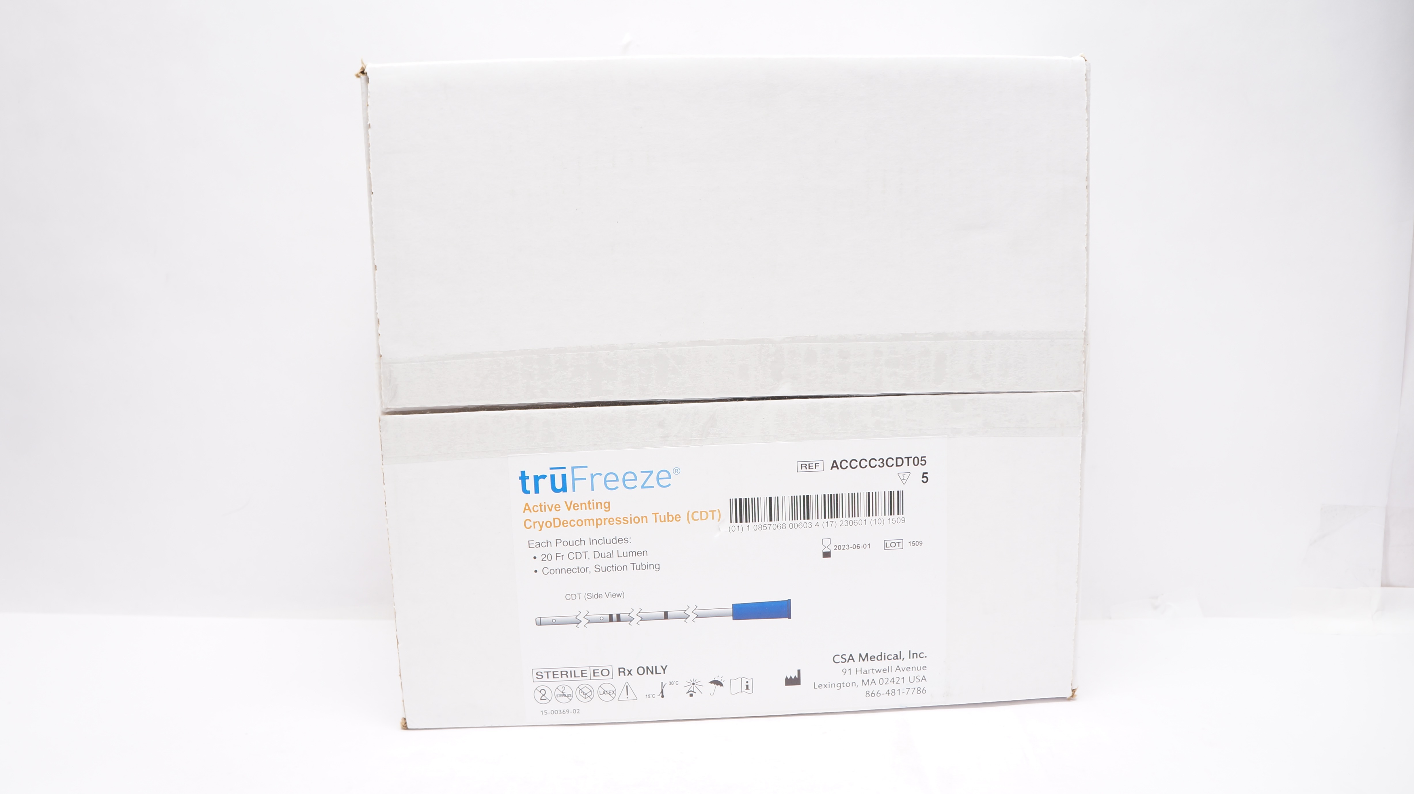 CSA Medical ACCCC3CDT05 truFreeze Active Venting CDT 20Fr (x) - Box of 5